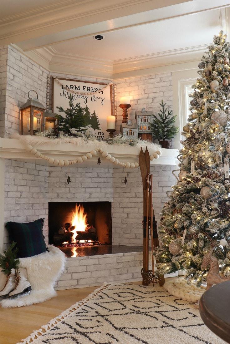 Winter Cozy Christmas Fireplace Wallpaper