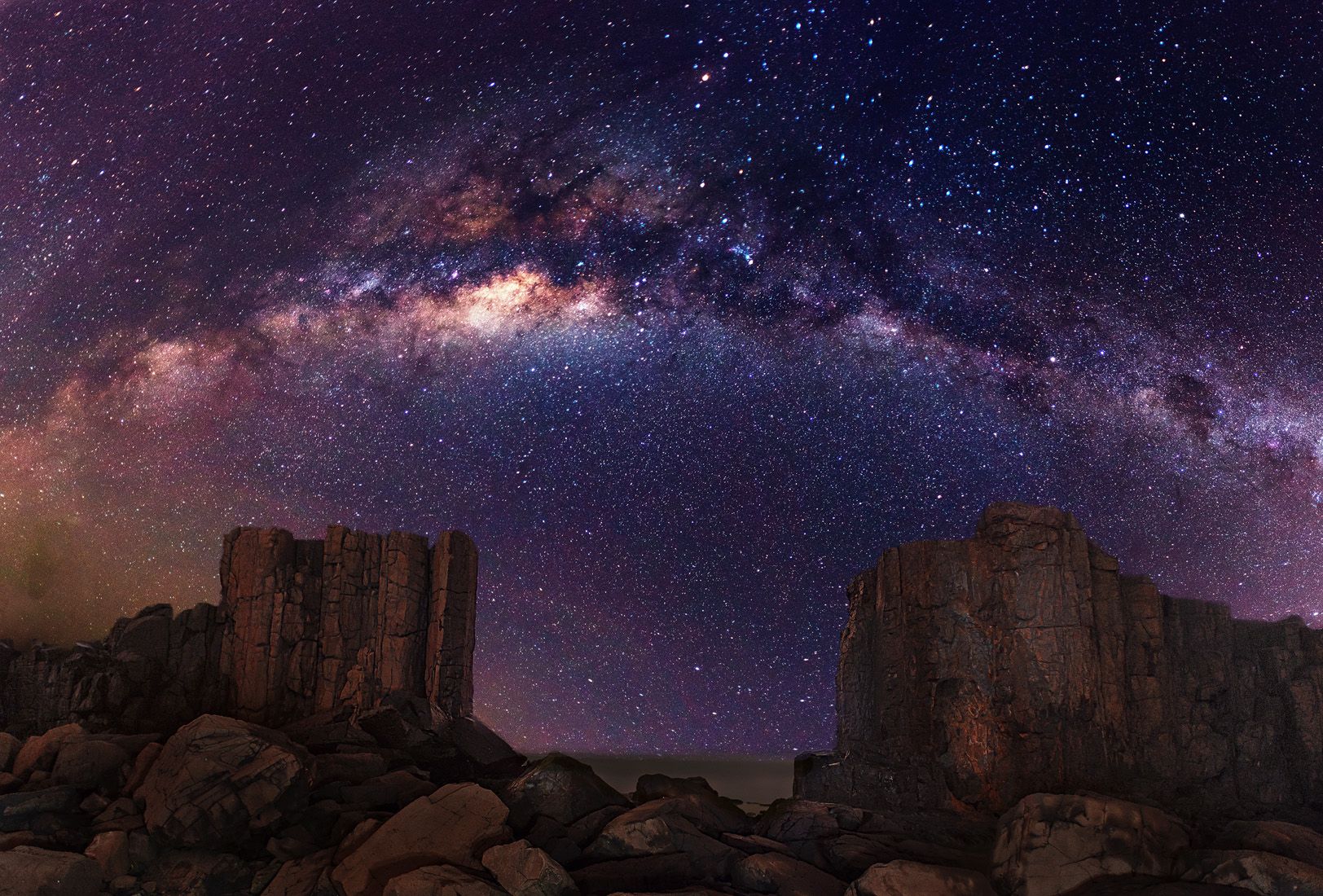 Galaxy Milky Way Stars Desert Night Rocks Stones wallpaperx1100