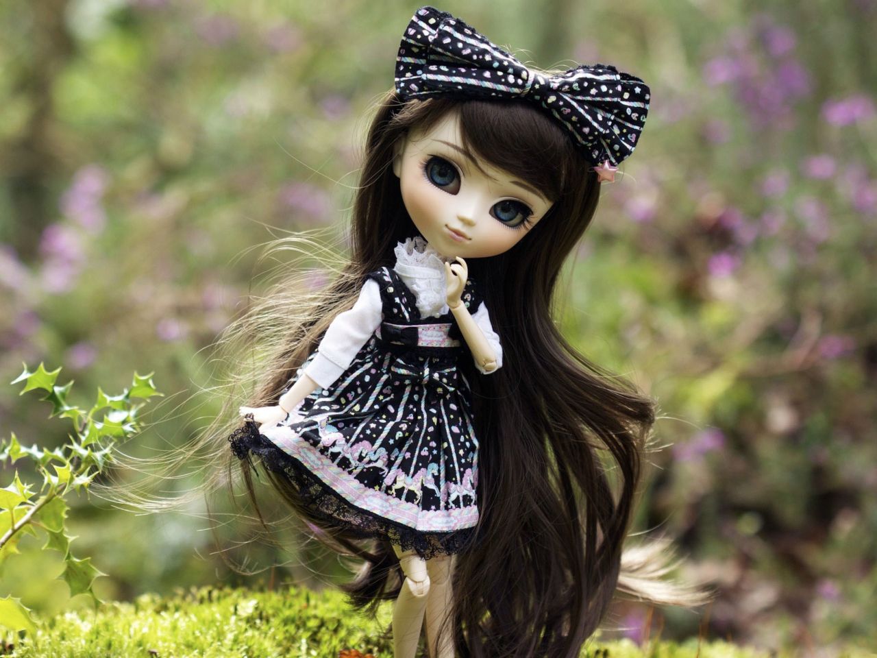 Cute Doll With Dark Hair And Black Bow Wallpaper For Cute Doll Dp, Download Wallpaper