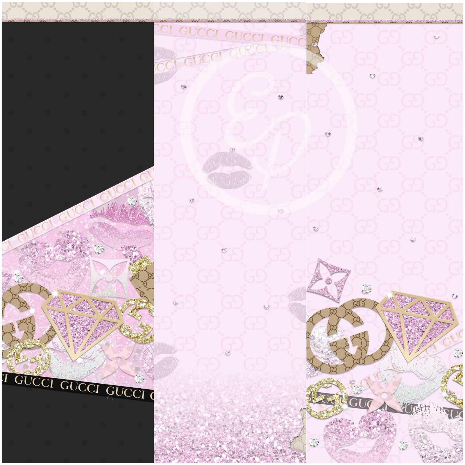 Pretty Walls: Gucci pink x 6 piece wallpaper set