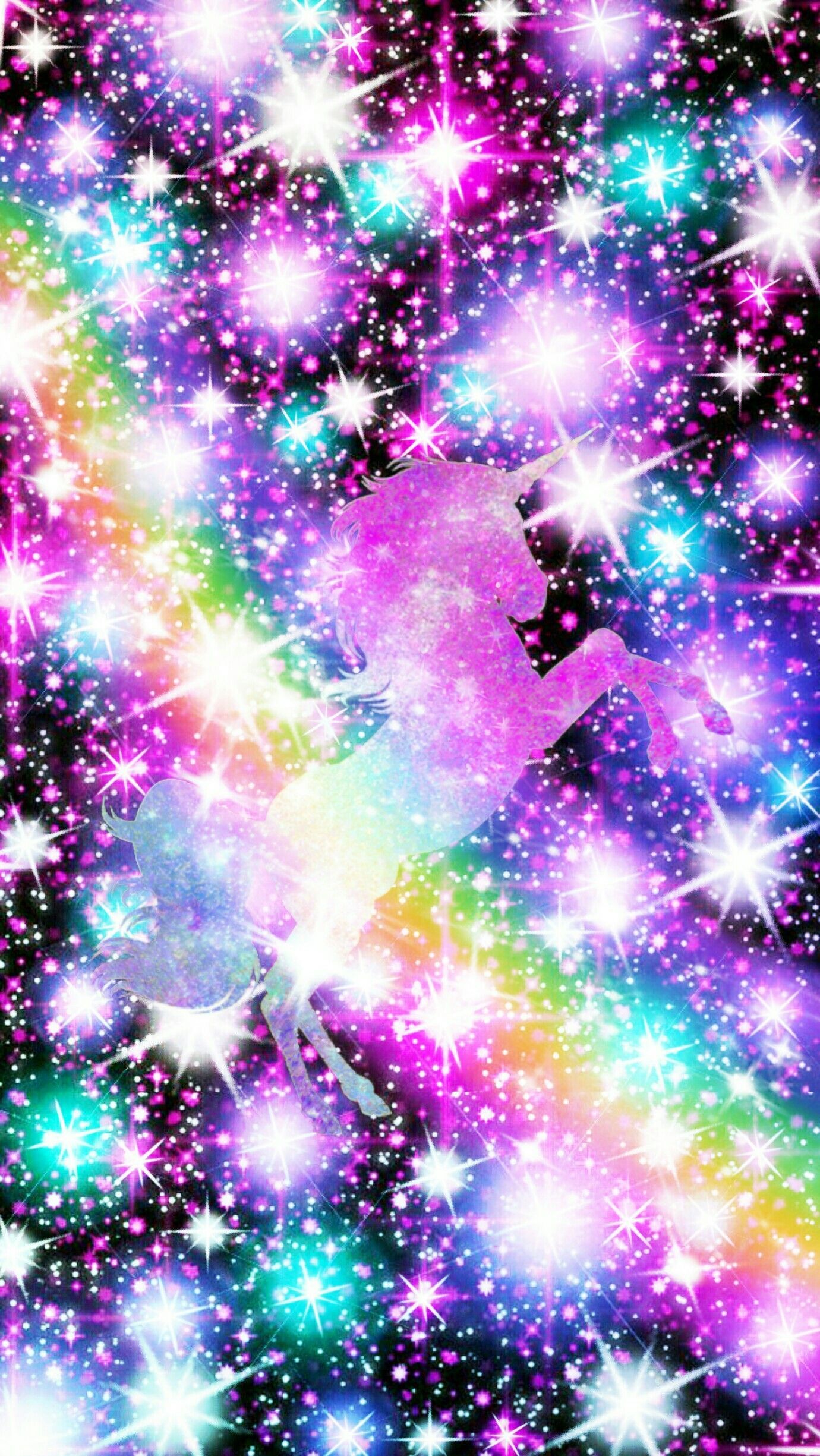 Rainbow unicorn, made by me. Unicorn wallpaper, Glittery wallpaper, Unicorn wallpaper cute