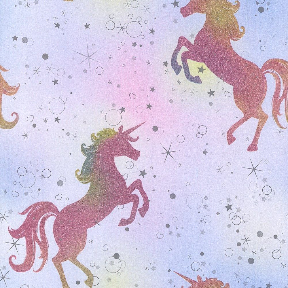 Coloroll Be Dazzled Dancing Unicorn Rainbow Wallpaper M1423
