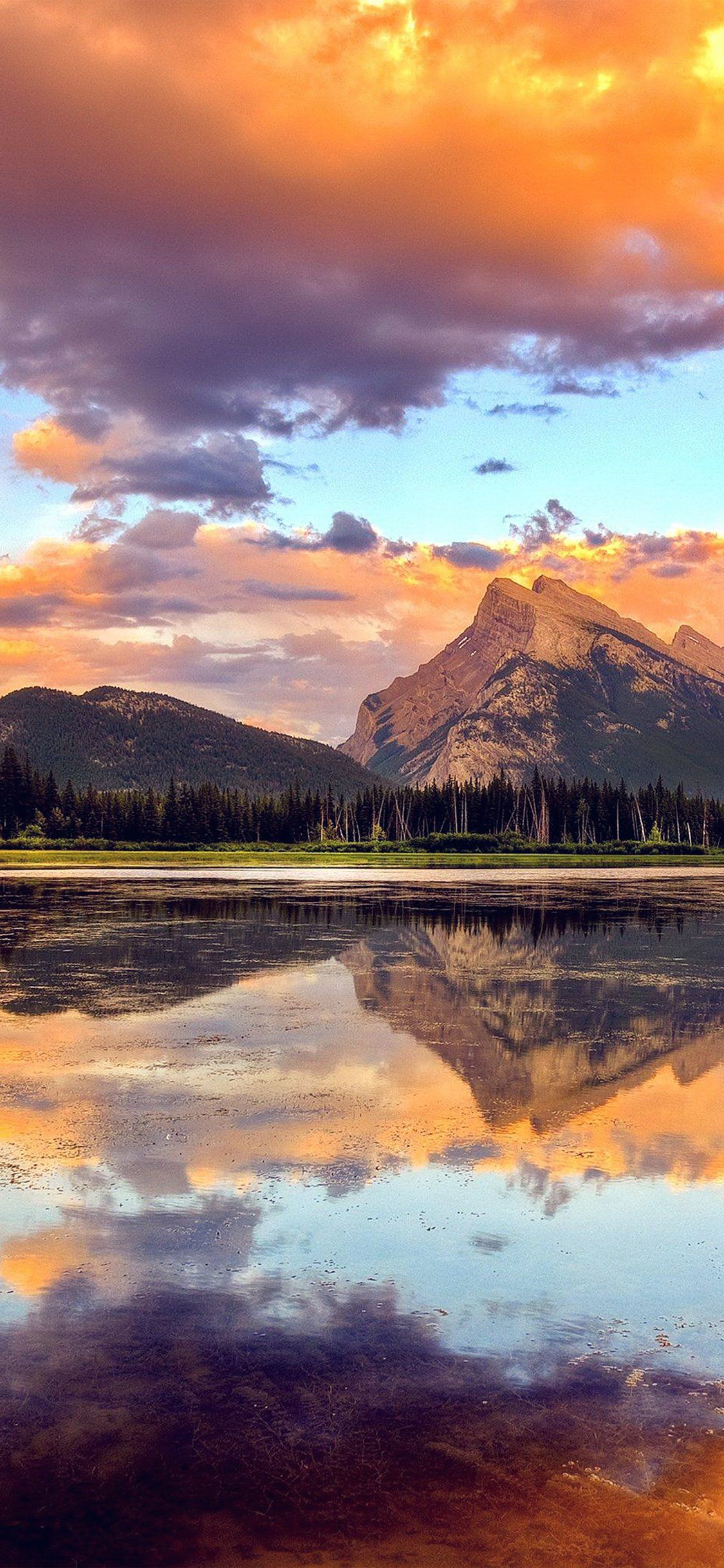 Mountain lake sunset iPhone Wallpaper Free Download