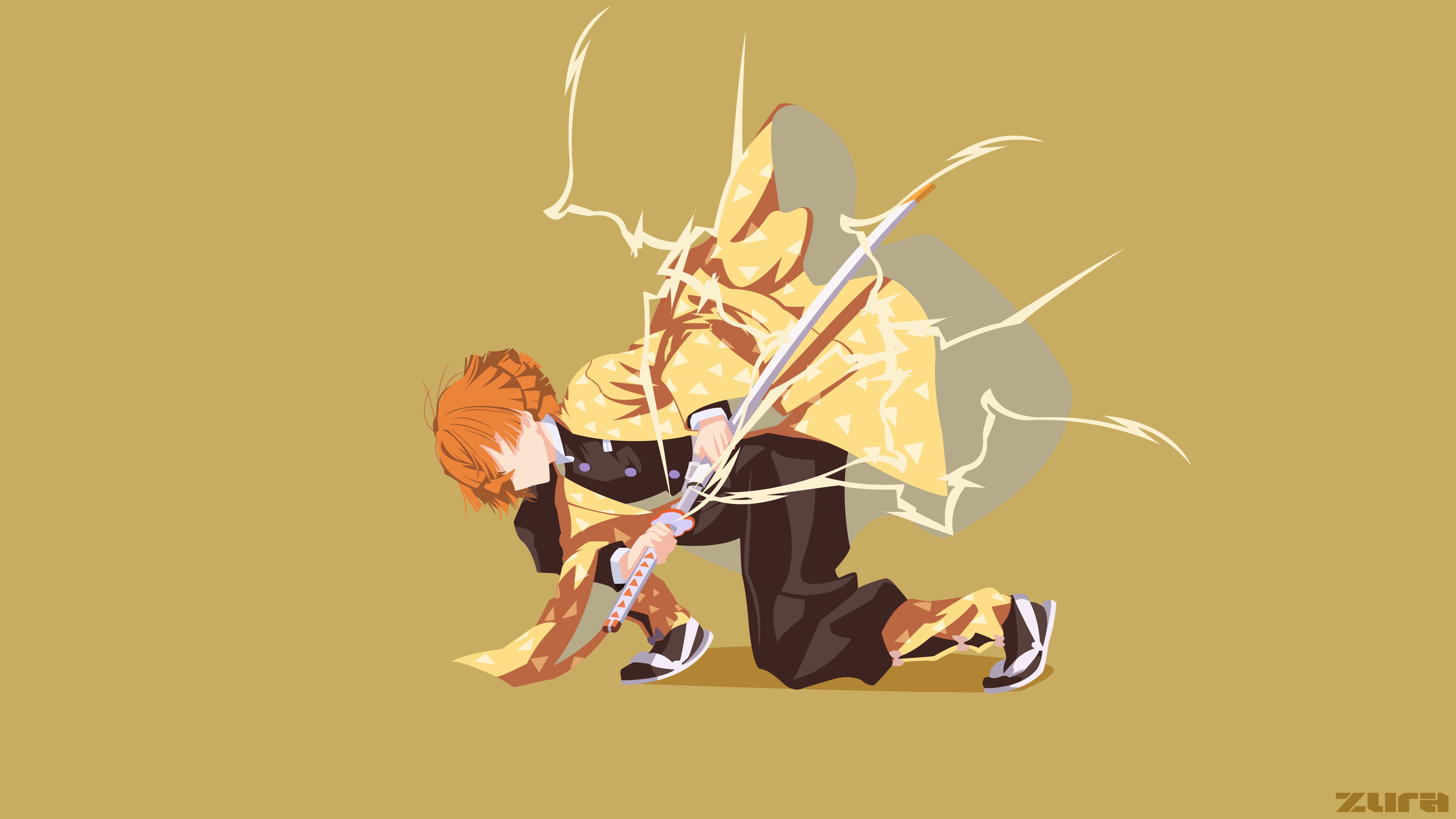 Zenitsu Agatsuma Minimalist 4K Wallpaper, HD Minimalist 4K Wallpaper, Image, Photo and Background