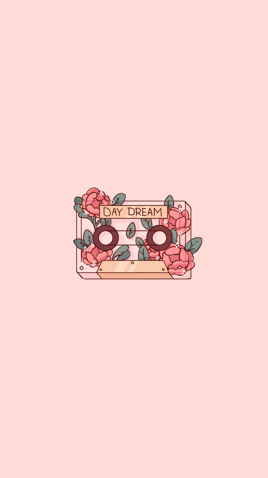 Cute Pink Romantic Day Dream Cassette Phone Wallpaper Doodle Drawing