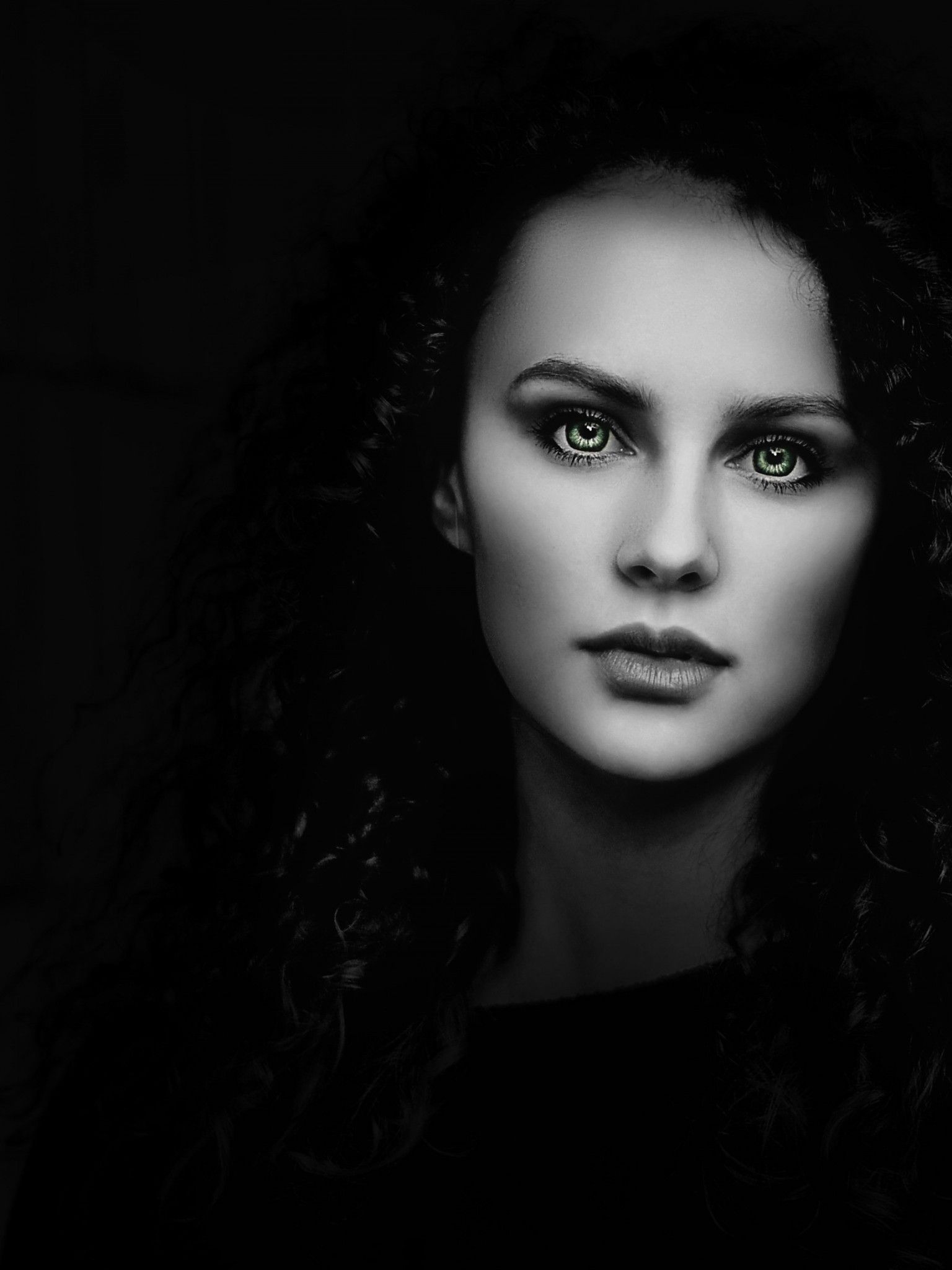 Woman 4K Wallpaper, Beautiful, Portrait, Black Background, Fair, Black Dark