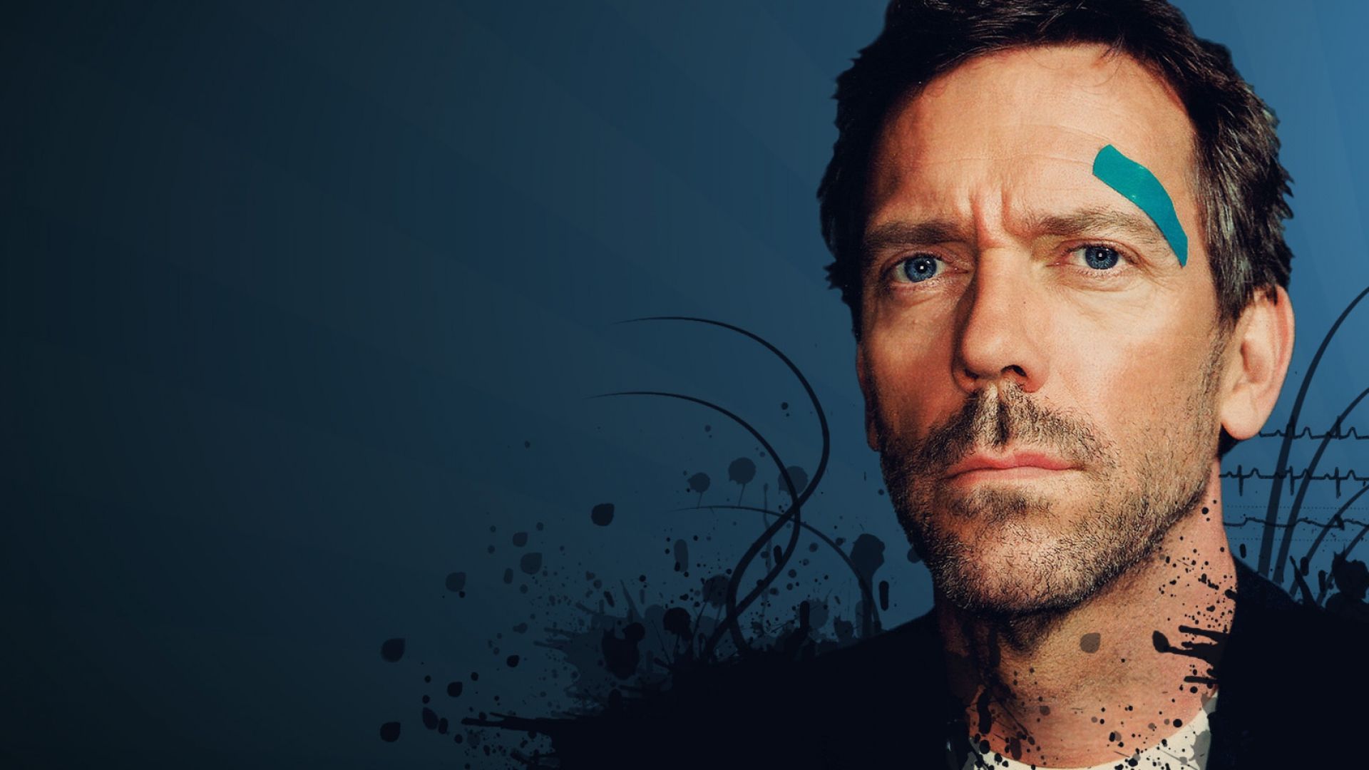 Download Wallpaper 1920x1080 hugh laurie, dr house, actor, celebrity, eyes, scar Full HD 1080p HD Background