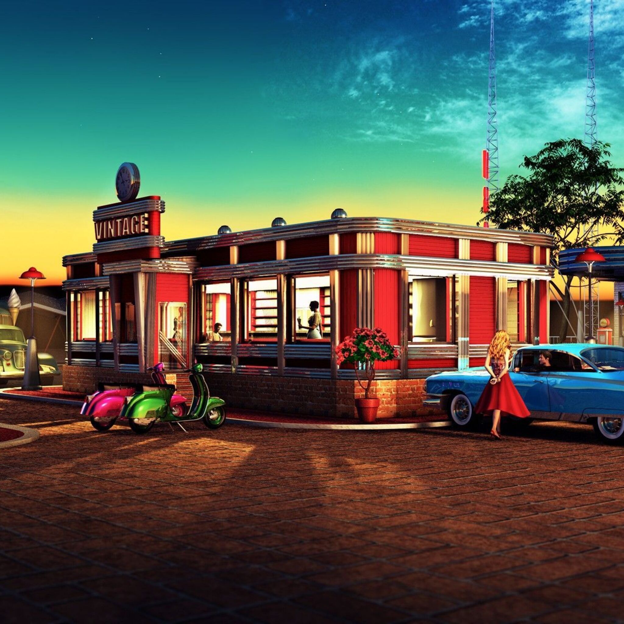 Retro Diner iPad Air HD 4k Wallpaper, Image, Background, Photo and Picture