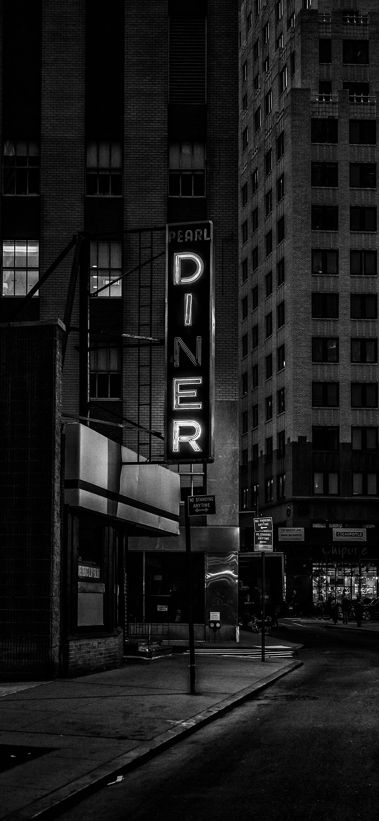 diner sign financial district iPhone X Wallpaper Free Download