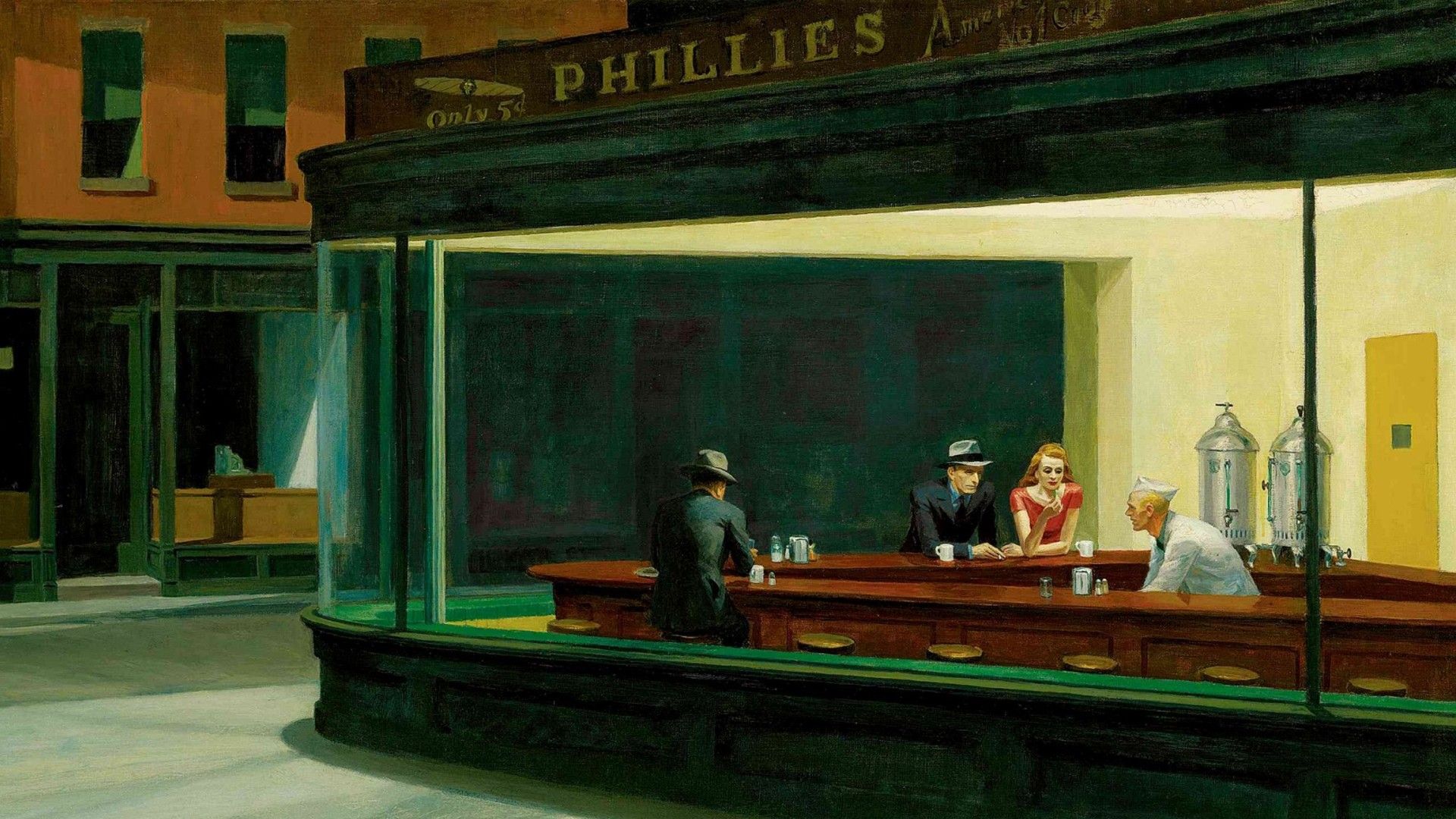 artwork, Painting, Diner, Edward Hopper, Classic Art, Nighthawks Wallpaper HD / Desktop and Mobile Background