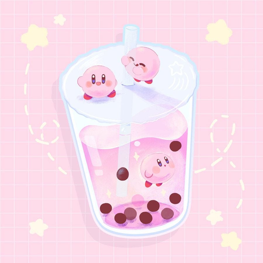 Bubble Tea 2 Kirby Cute Kawaii!!