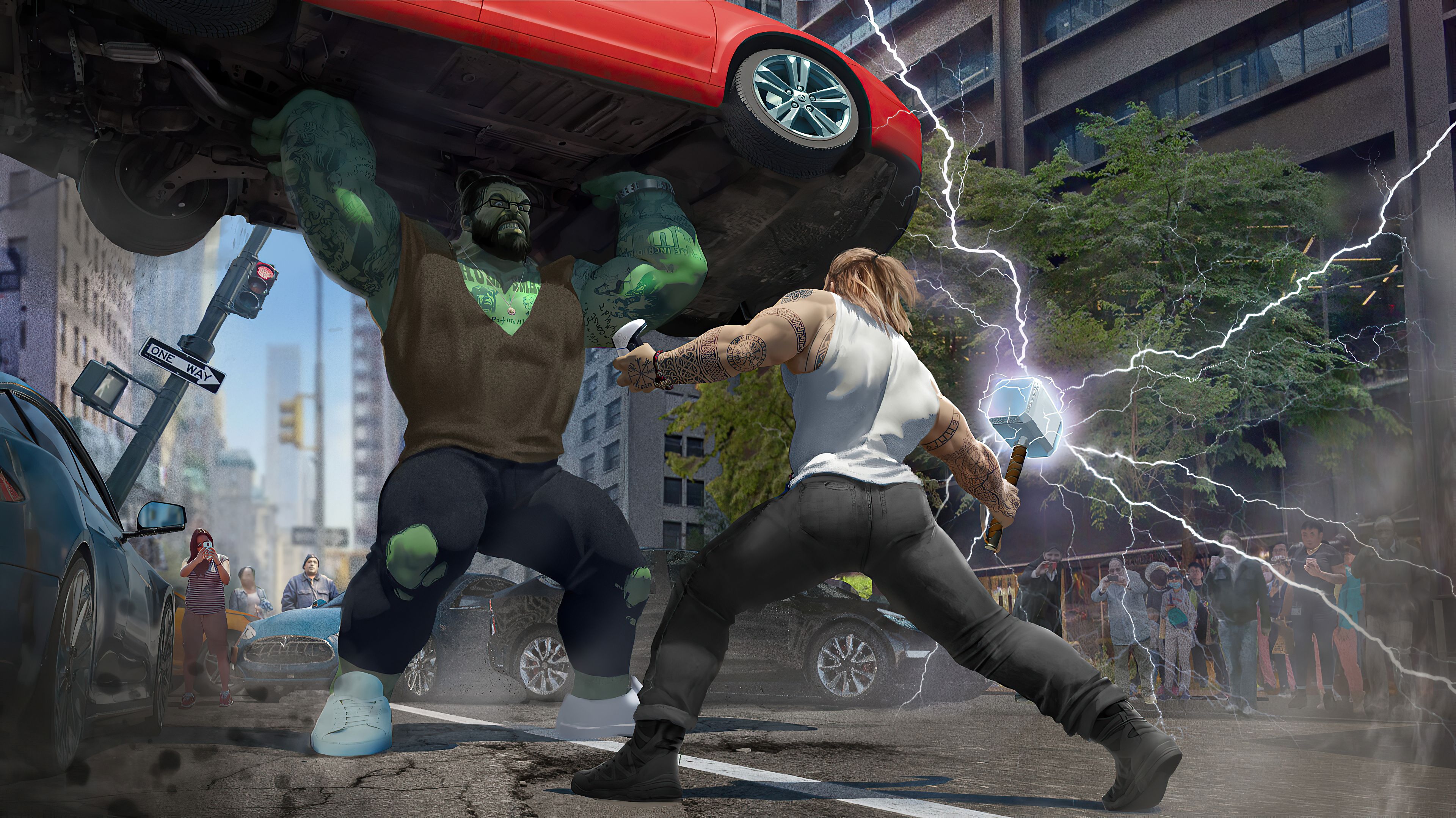 Thor Vs Hulk 4k 1366x768 Resolution HD 4k Wallpaper, Image, Background, Photo and Picture
