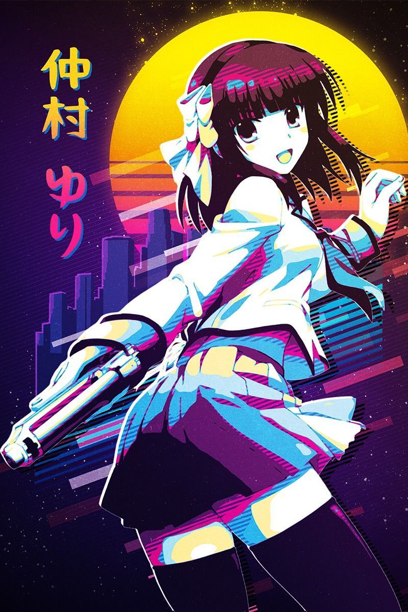 Yuri Nakamura' Poster by 80sRetro. Displate. Fondo de anime, Dibujos de anime, Angel beats