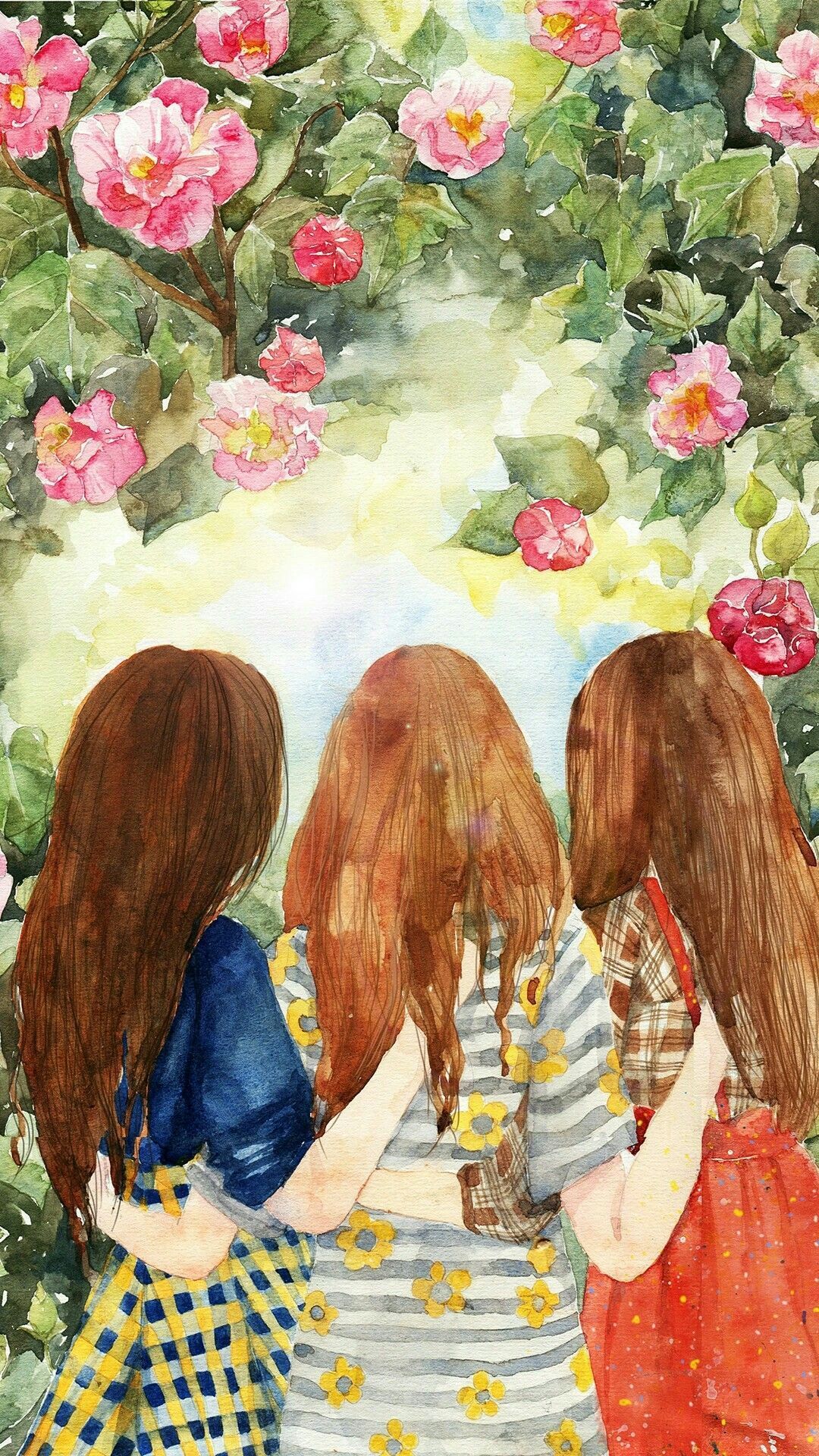 Bff Drawings, Art Logo, Cute Wallpaper, Art Girl, Cover Art, iPhone Wallpaper, Beautiful Picture, Friendship, Watercolor. Bff drawings, Anime art girl, Cute art