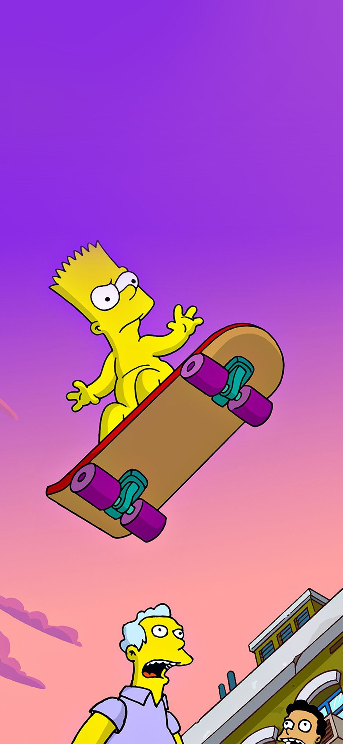 iPhone X wallpaper. simpson anime cartoon bart nude art illustration