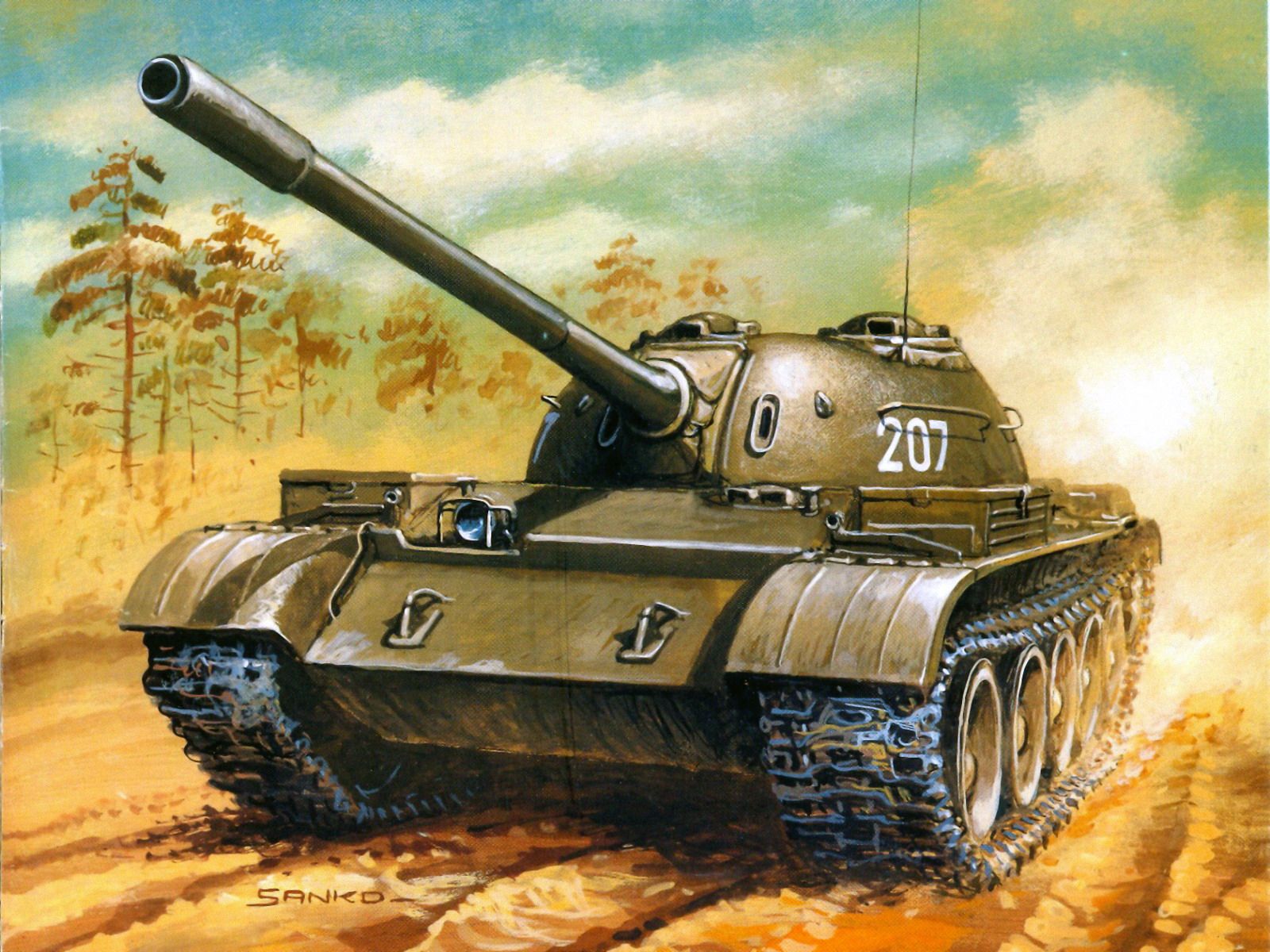 Image Tanks Tank T 54 Painting Art Army