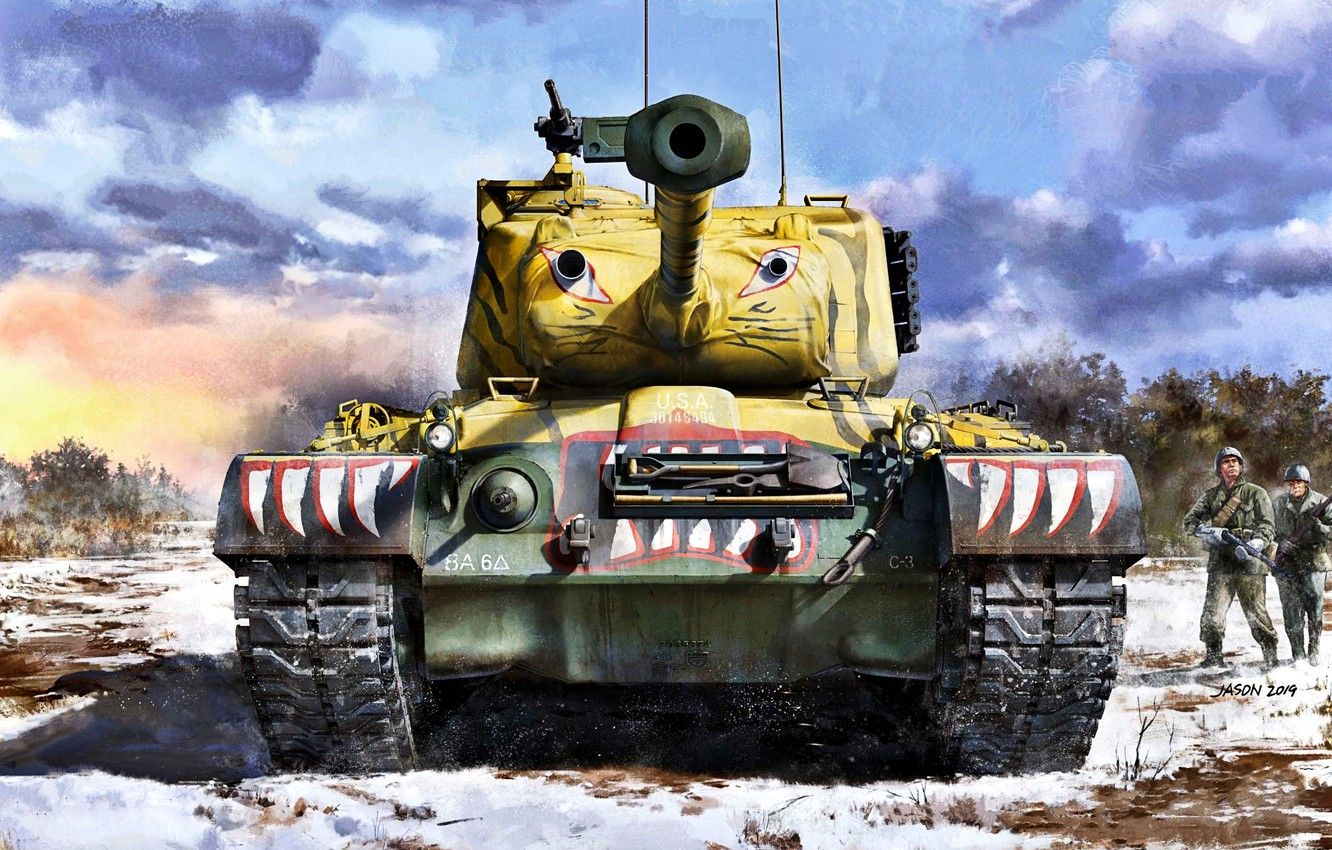 Wallpaper Snow, Soldiers, USA, Tank, US Army, Patton, The Korean war 1950- M46 image for desktop, section оружие