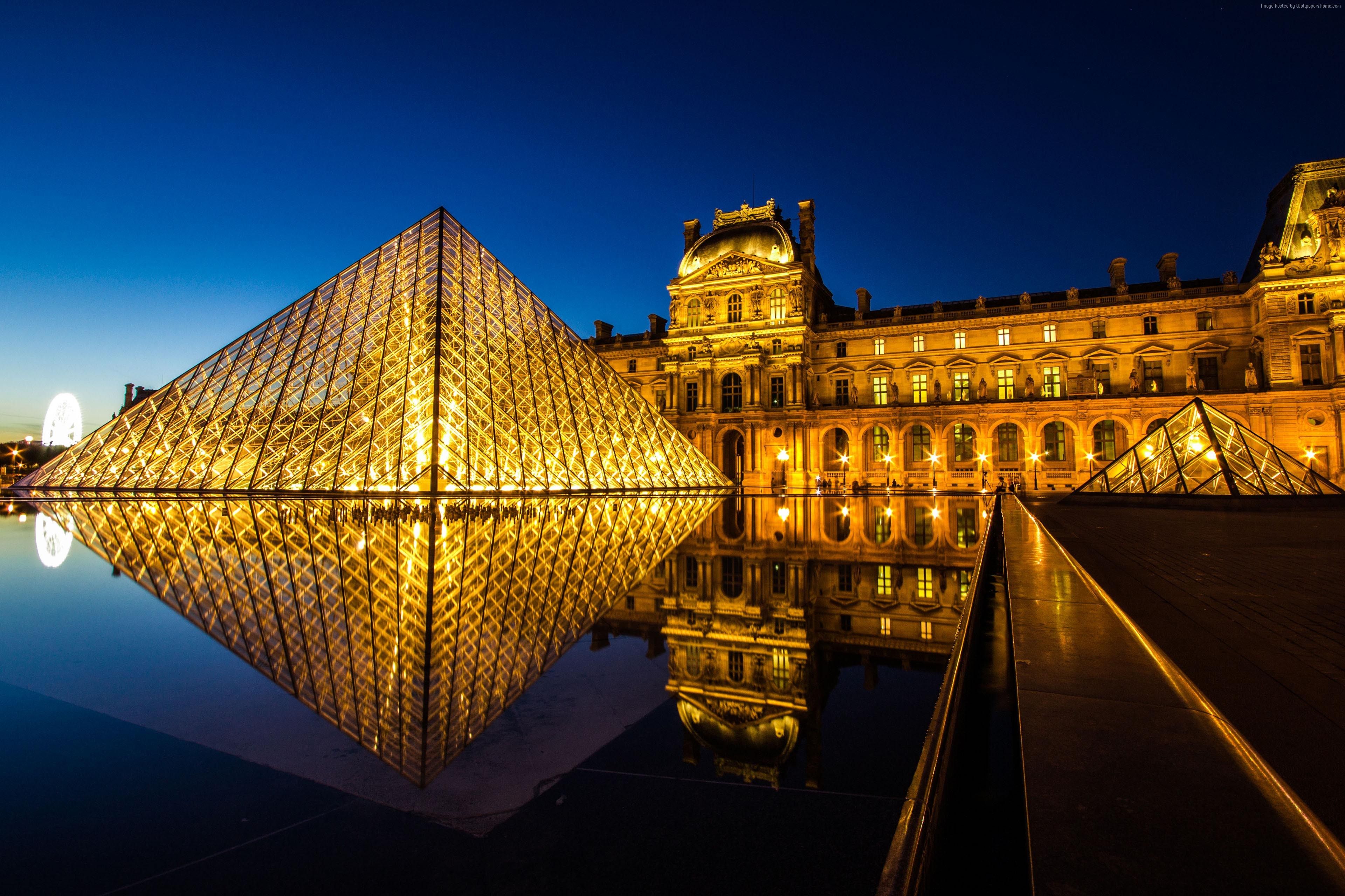 Wallpaper Louvre museum, France, Paris, Tourism, Travel, Architecture Wallpaper Download Resolution 4K Wallpaper
