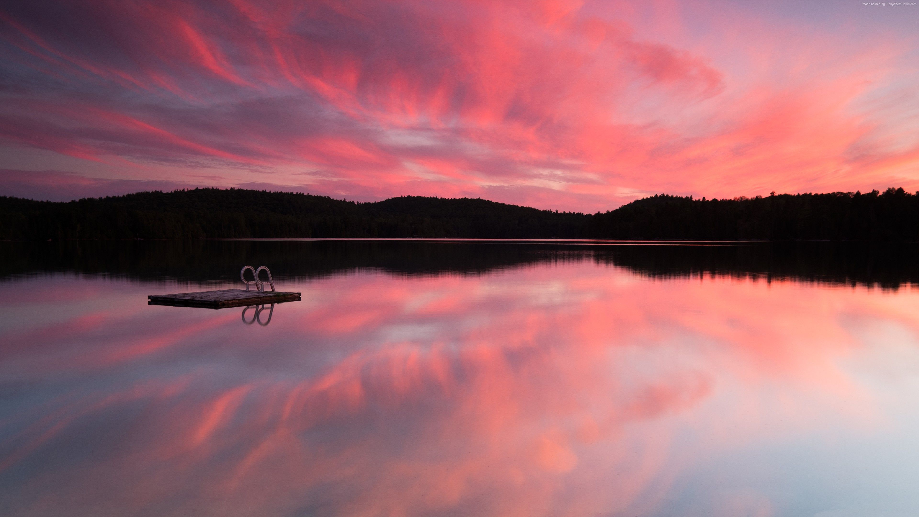 #Lake, k, #sunrise, #sea, #pink sunset, #clouds, #water, #HD wallpaper, #reflection, #sky Gallery HD Wallpaper