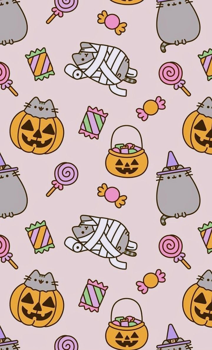 Pusheen Goes Trick Or Treating. Halloween Wallpaper, Halloween Wallpaper Iphone, Pusheen Cute