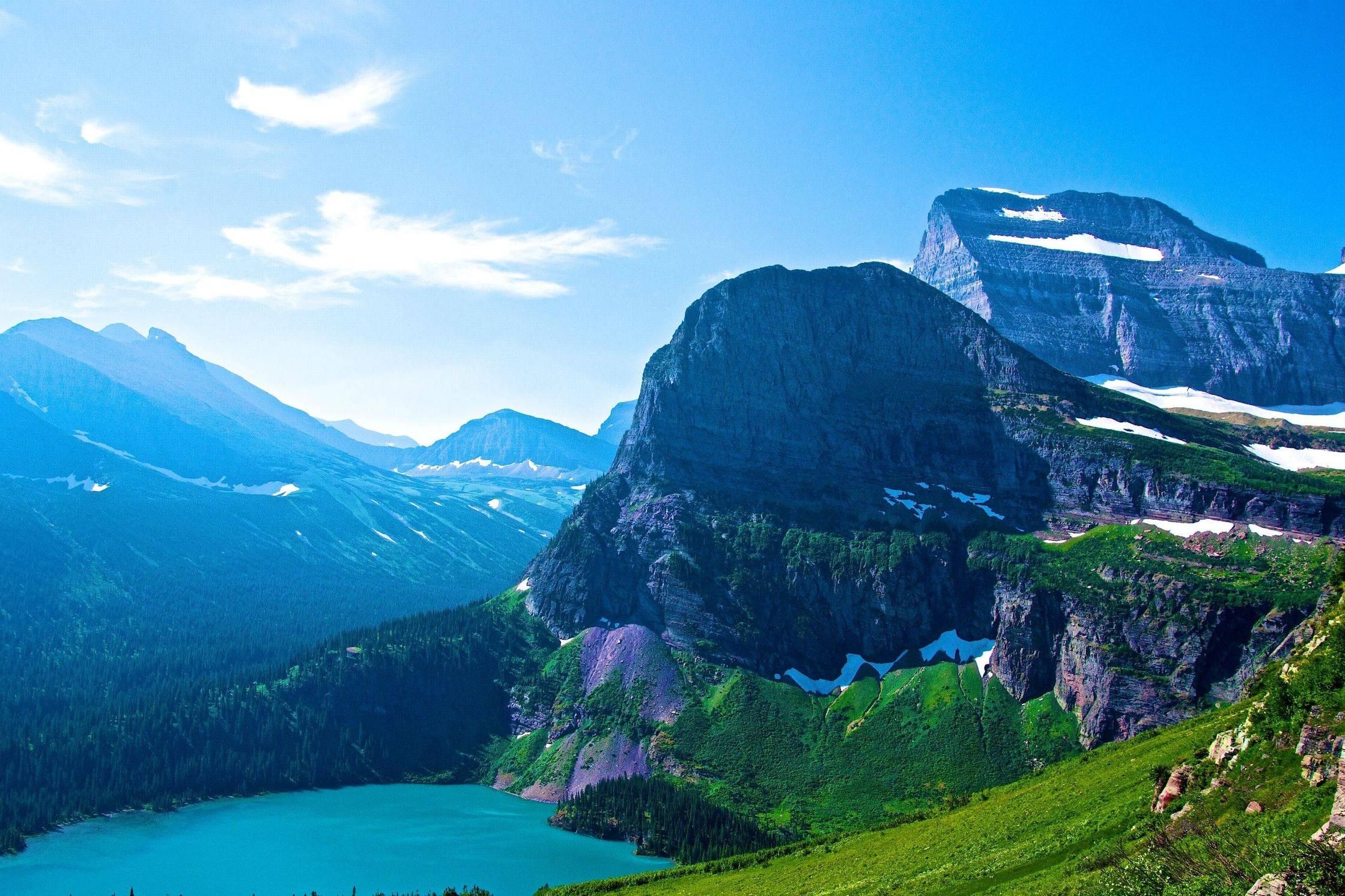 #mountains, #Glacier National Park, #Montana, #lake, #nature, #landscape, wallpaper. Mocah.org HD Desktop Wallpaper