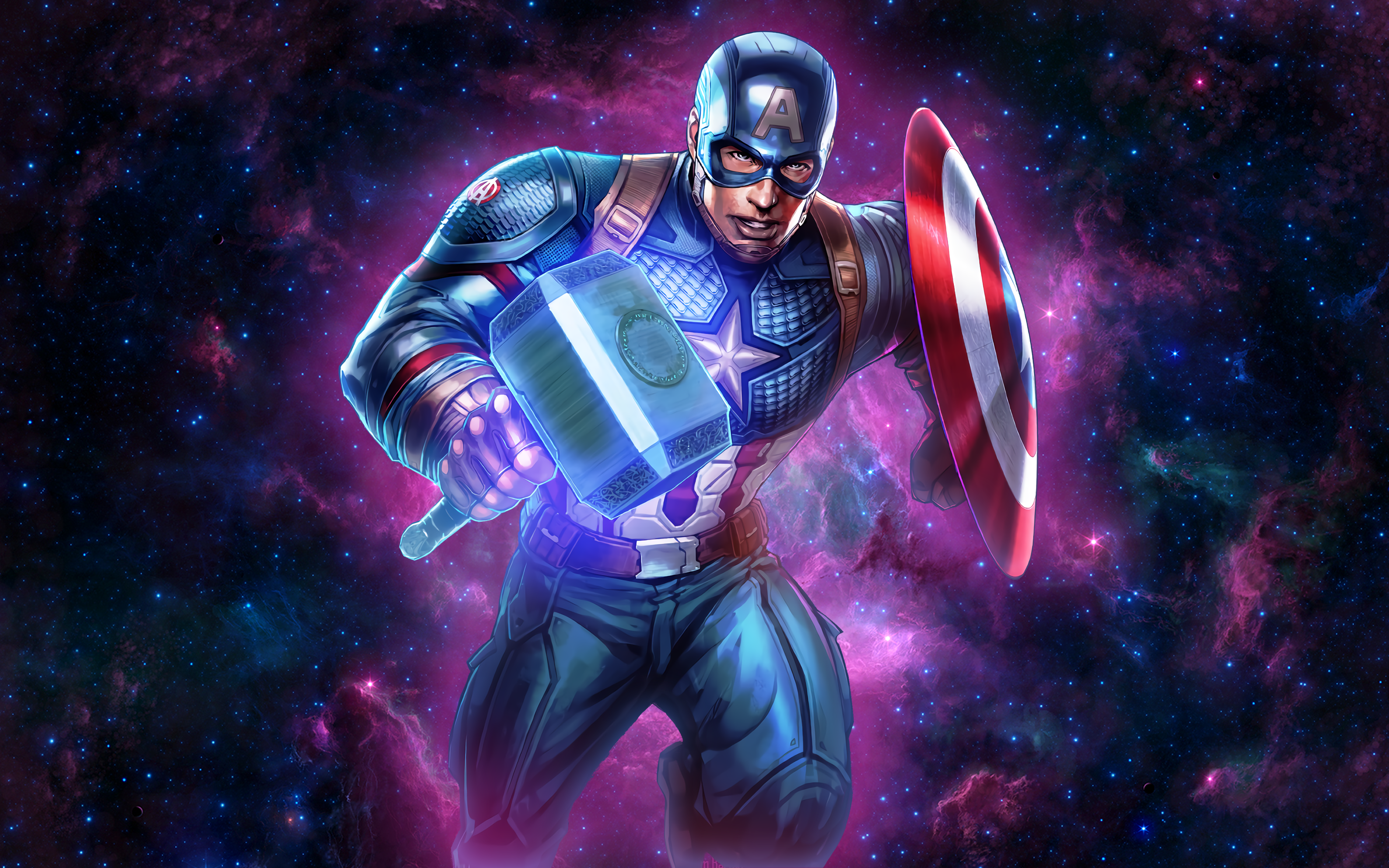 Captain America Mjolnir Desktop Wallpapers 2880x1800 : Marvel.