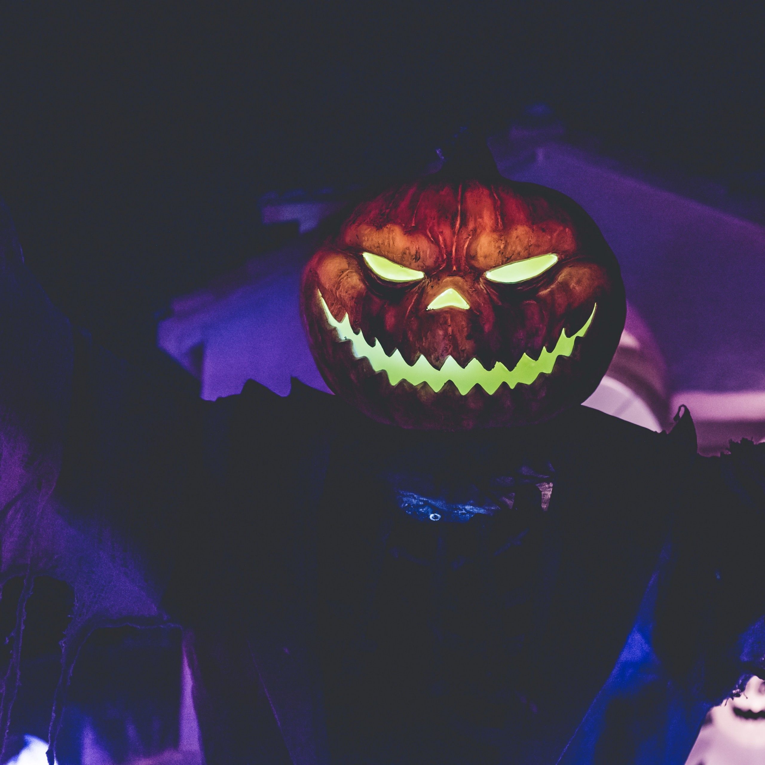 Wallpaper Jack O' Lantern, Halloween Pumpkin, Scary, Neon, 4K, Celebrations / Halloween,. Wallpaper For IPhone, Android, Mobile And Desktop