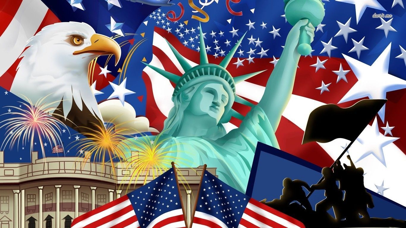 American Symbols Wallpaper Digital Art Wallpaper 1366x768PX Wallpaper Symbol Of Th. Independencia dos estados unidos, Símbolos americanos, Dia da independência