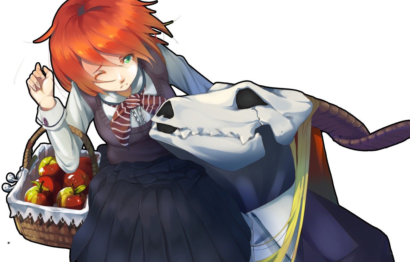 redhead, Mahoutsukai no Yome, anime girls, anime, skull, Hatori Chise,  Elias Ainsworth