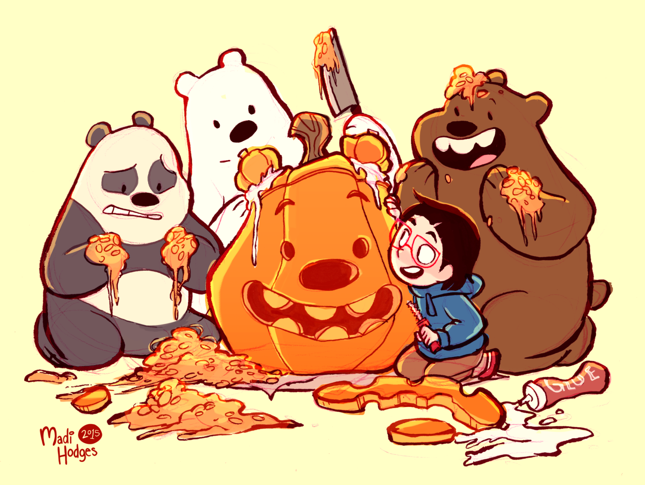 Pumpkin Carving. We Bare Bears. Bear art, We bare bears, Bear halloween