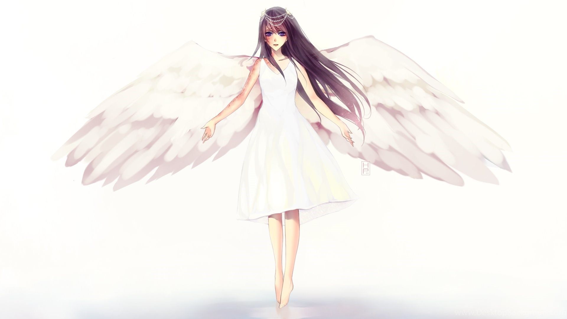 Anime Angel White Background Wallpaper 1332414 Desktop Background