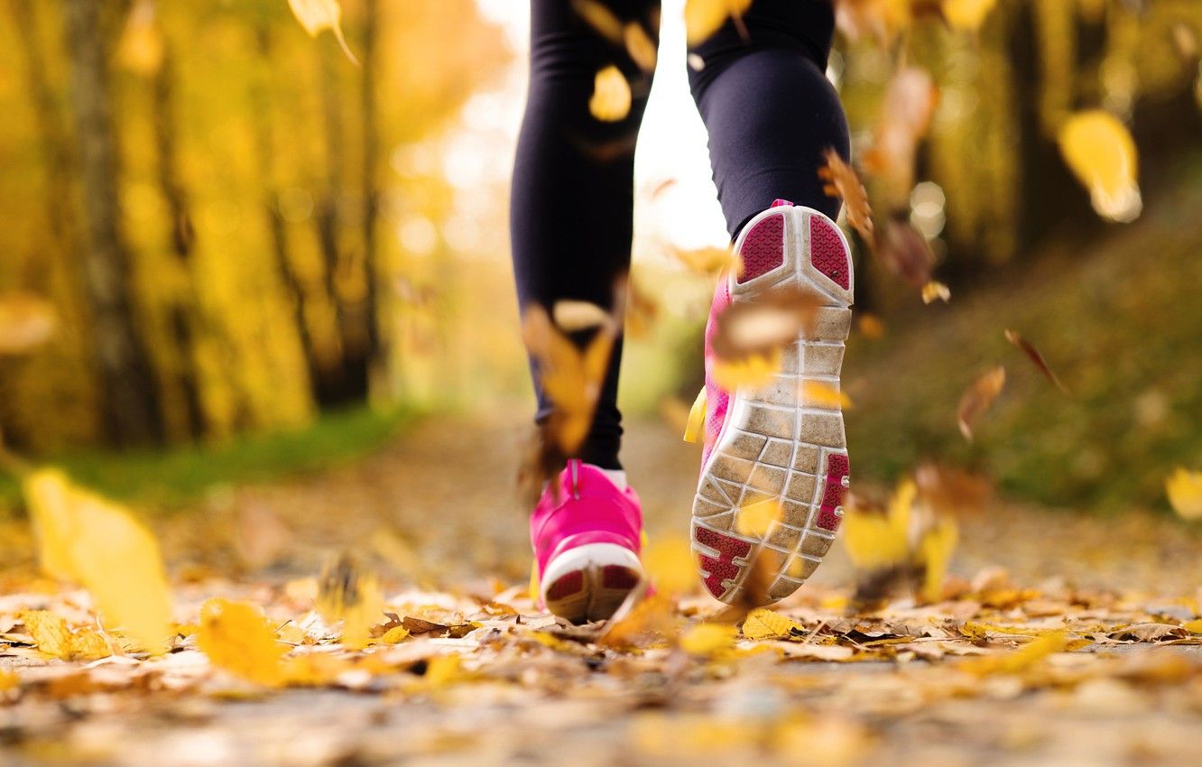 Wallpaper autumn, leaves, girl, macro, trees, background, widescreen, Wallpaper, sport, shoes, yellow, running, wallpaper, trees, sneakers, widescreen image for desktop, section спорт