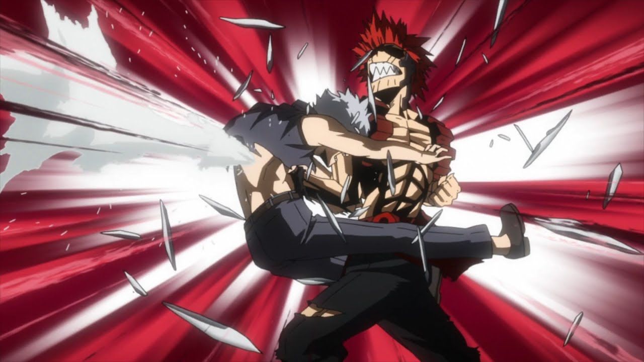Kirishima's Red Riot Unbreakable vs Blade Villain. Boku no Hero Academia Season 4 Episode 5