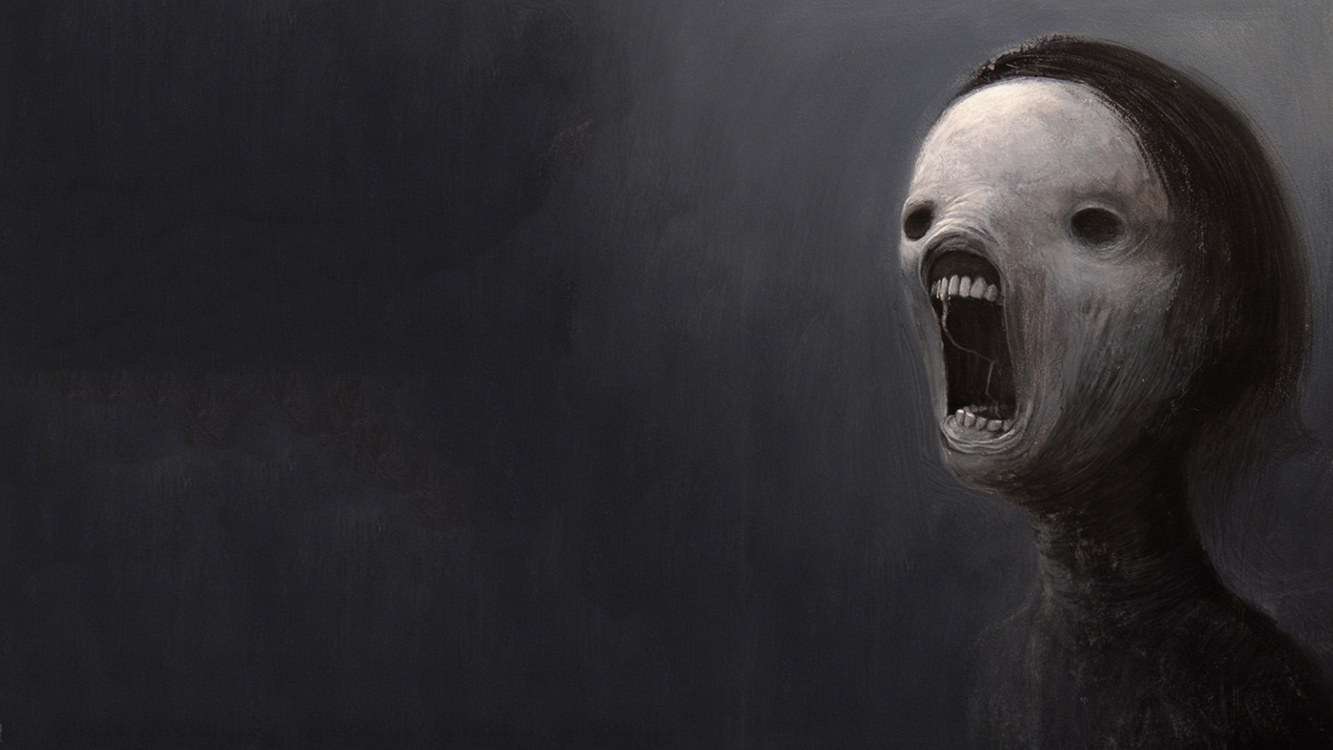 Scary Face Depressing Dark Teeth Screaming Wallpaper:1920x1080