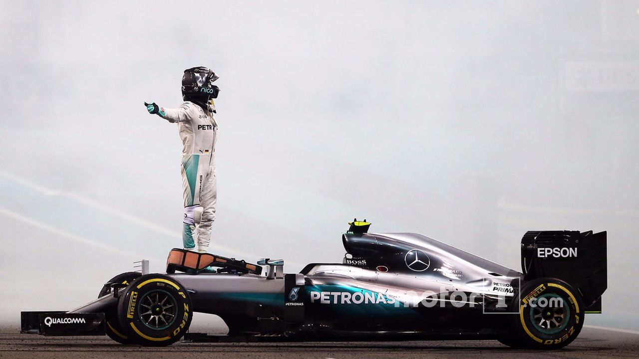 Nico Rosberg, Mercedes AMG F1 W07 Hybrid celebrates his second position and World Championship at the end of the race