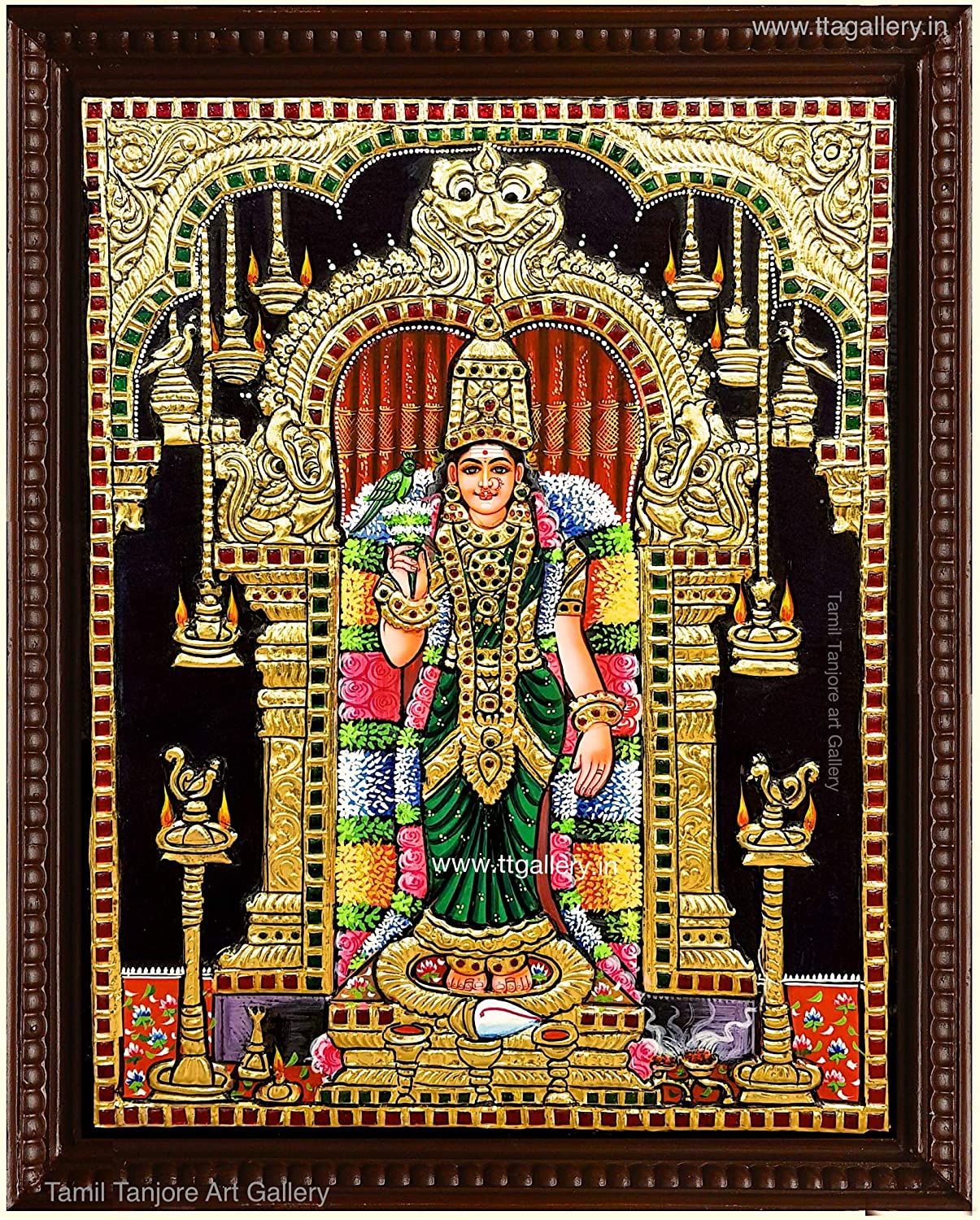 TTAGALLERY Madurai MEENAKSHI Amman TANJORE Painting (18 inch X 15 inch X 2 inch): Amazon.in: Home & Kitchen