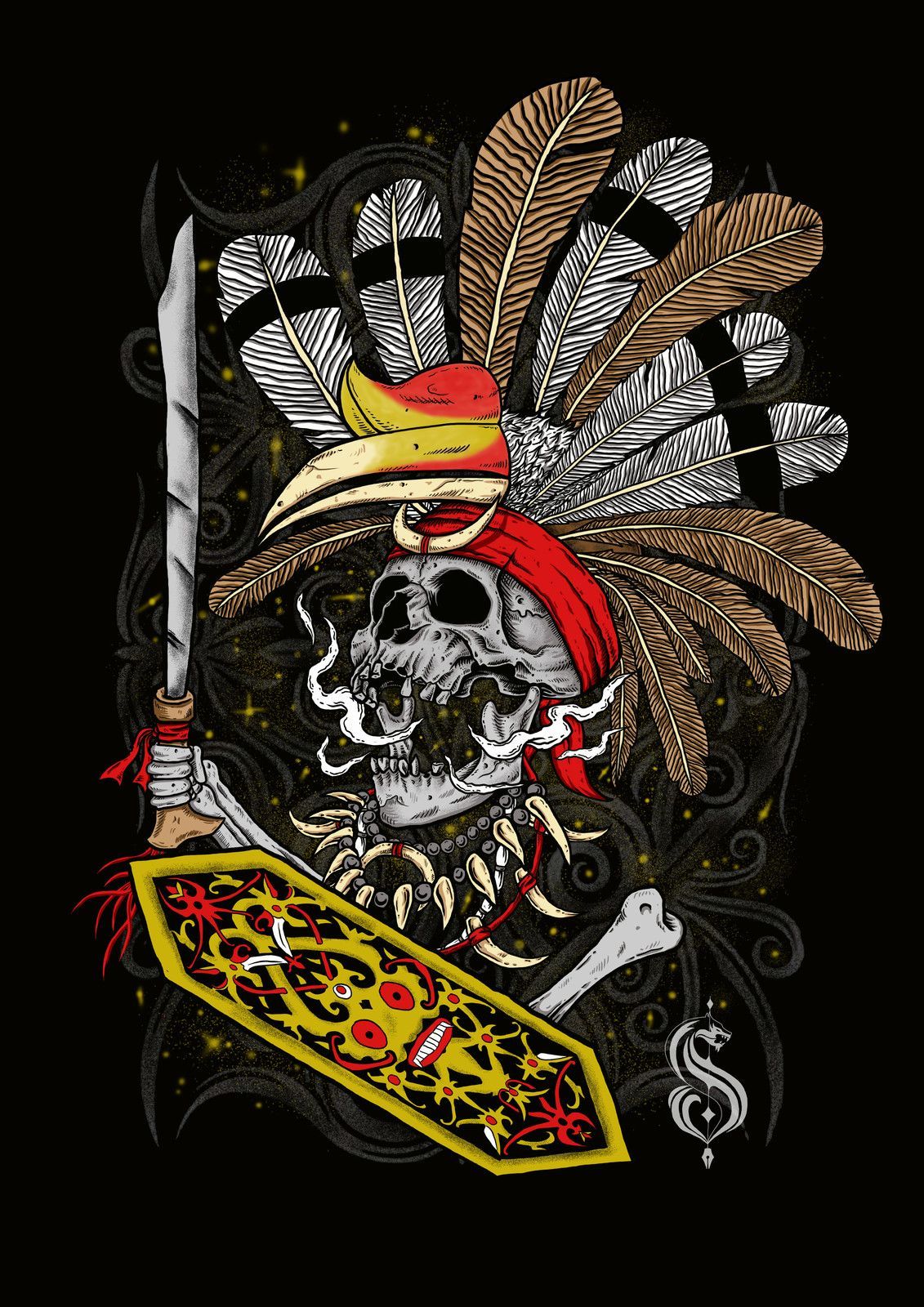 Skull Of Dayak Artwork 8lWmOw. Tato Borneo, Sejarah Seni, Seni Konsep