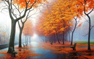 Wonderful Orange Autumn Park wallpaper. Wonderful Orange Autumn Park