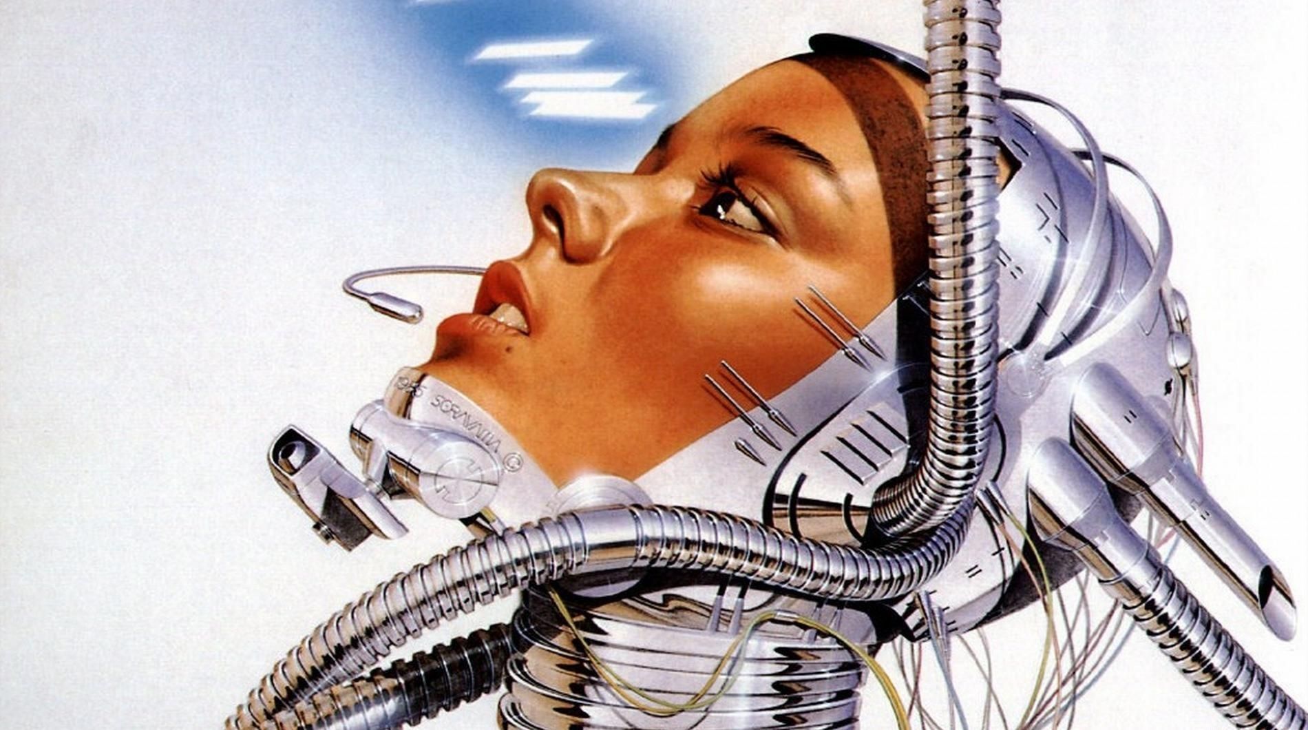Cyborg robot girl face wires sci fi science mech tech face women robot wallpaperx1060