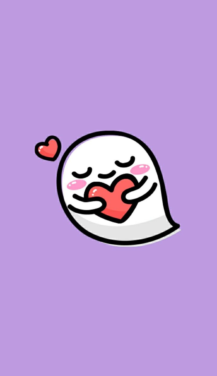 Cute Wallpaper ghost. Heart ❤️. Kawaii wallpaper, Emoji wallpaper, Cute wallpaper
