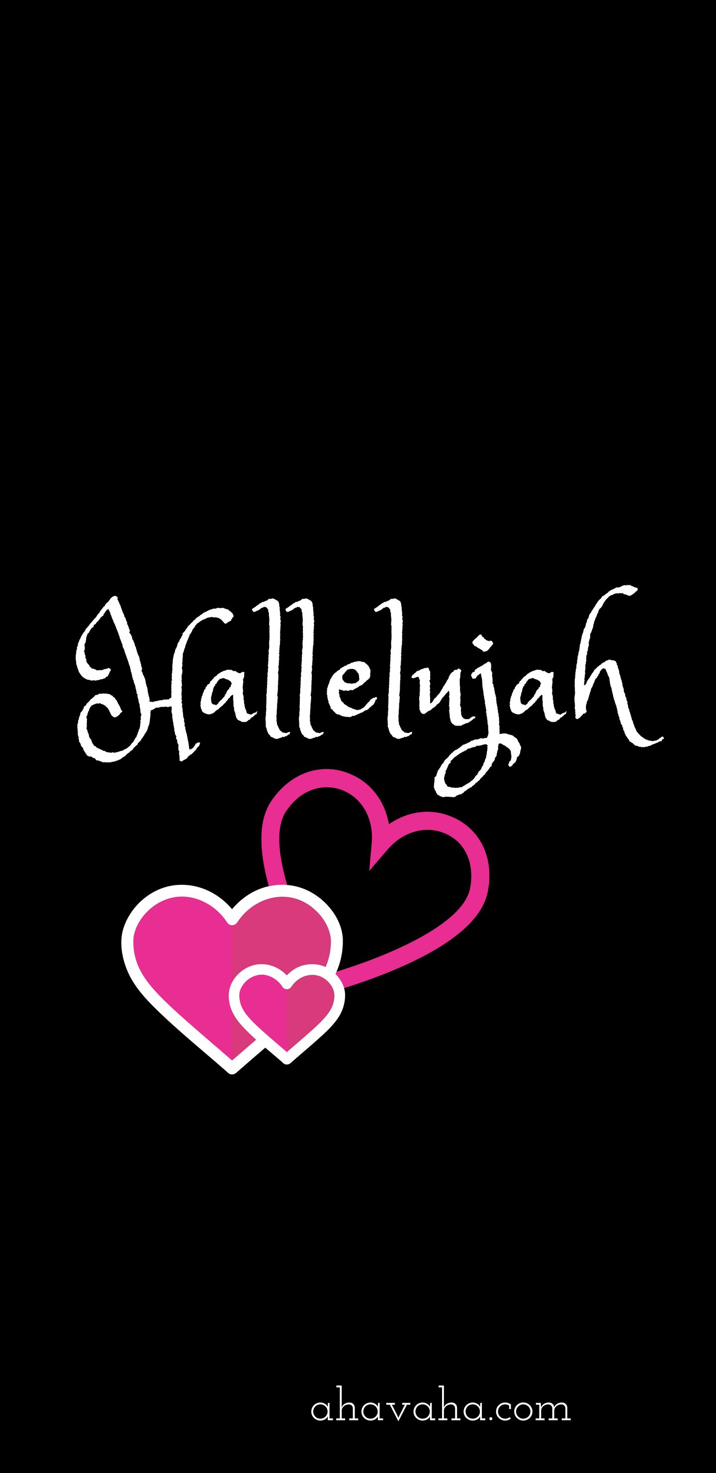 Hallelujah Love Hearts Themed Free Christian Wallpaper and Screensaver Mobile Phone Black Background 26