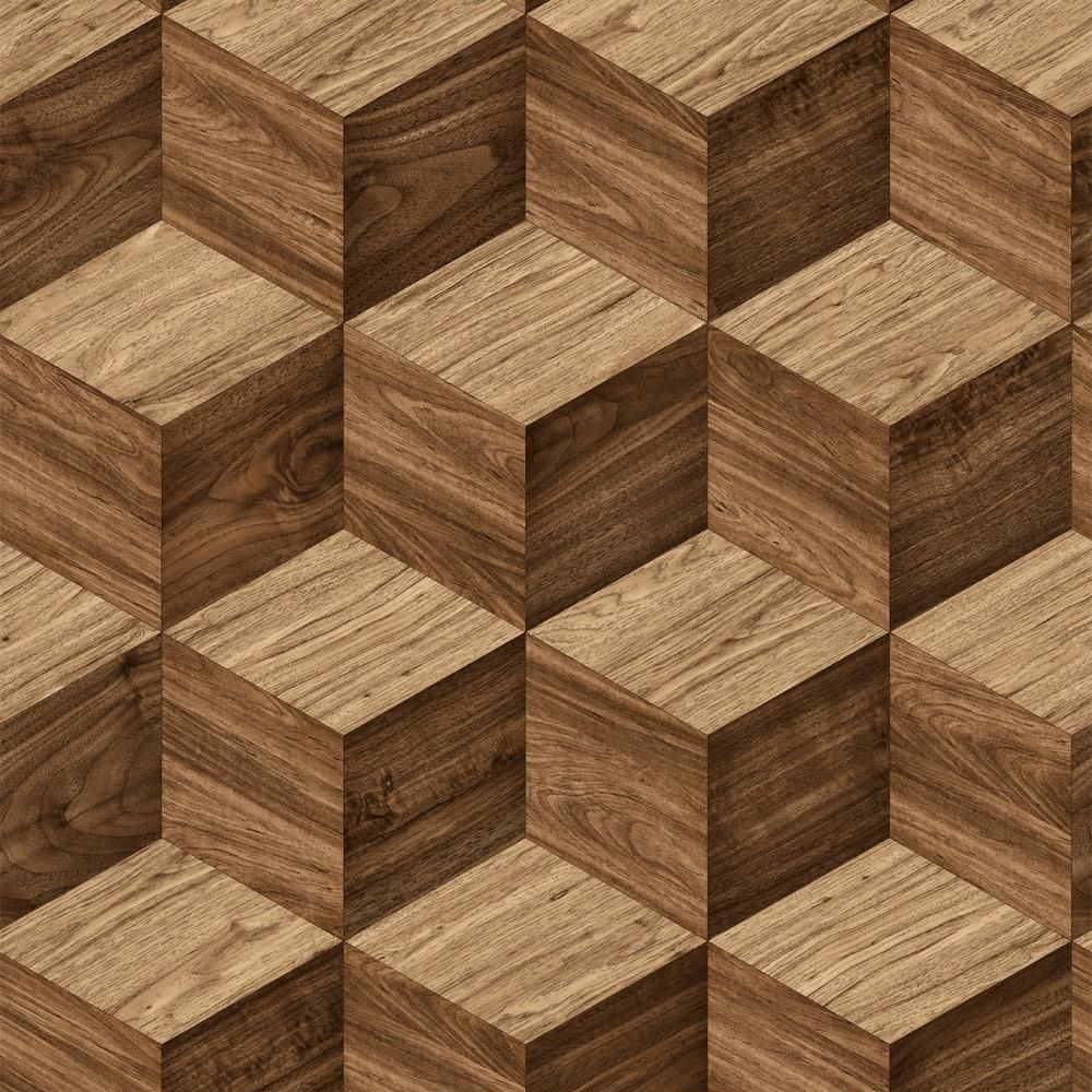 3D Cube Woodgrain Natural. Geometric wallpaper, Geometric stone, Wallpaper roll
