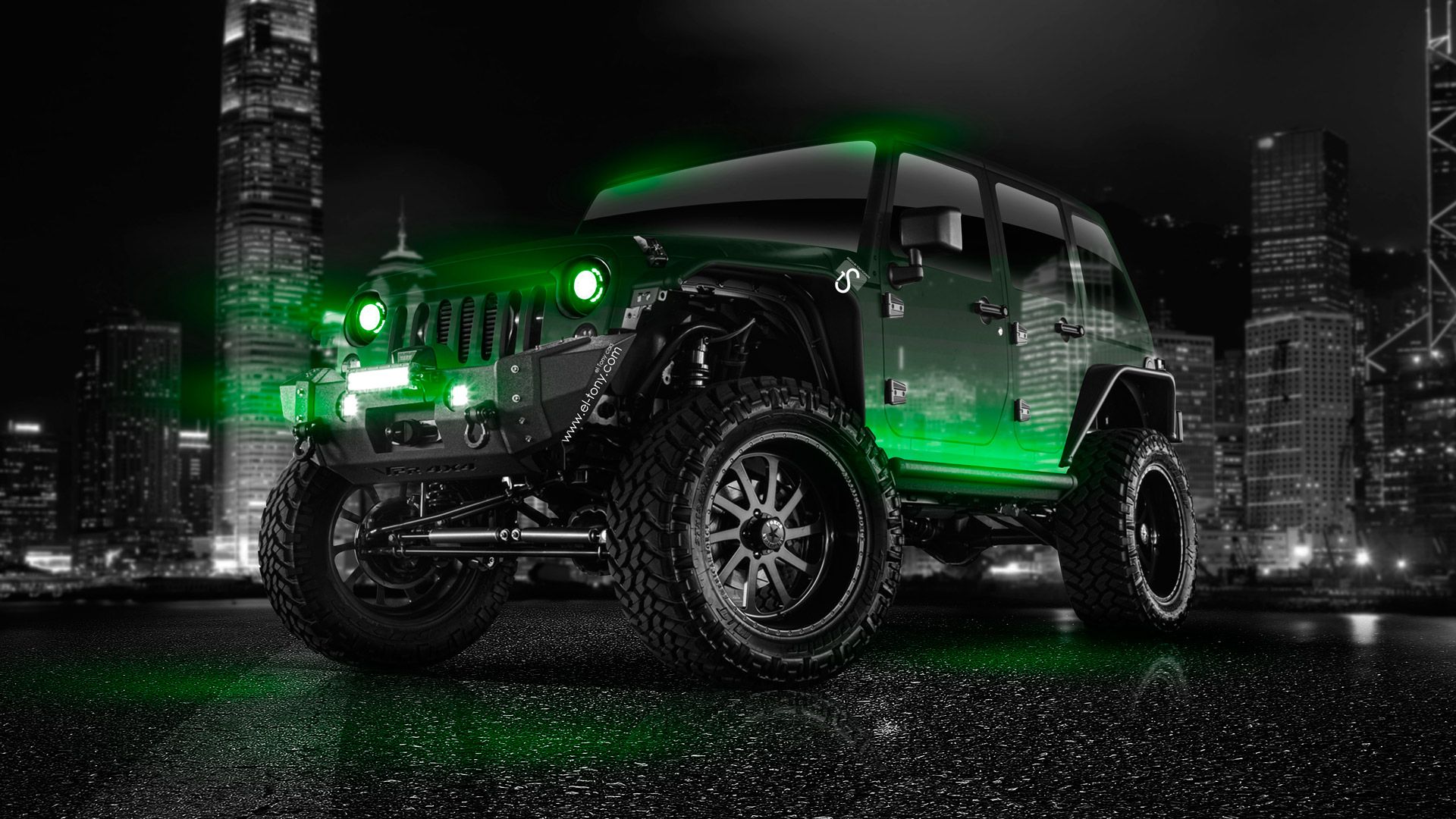 Jeep Wrangler Wallpaper with Chick