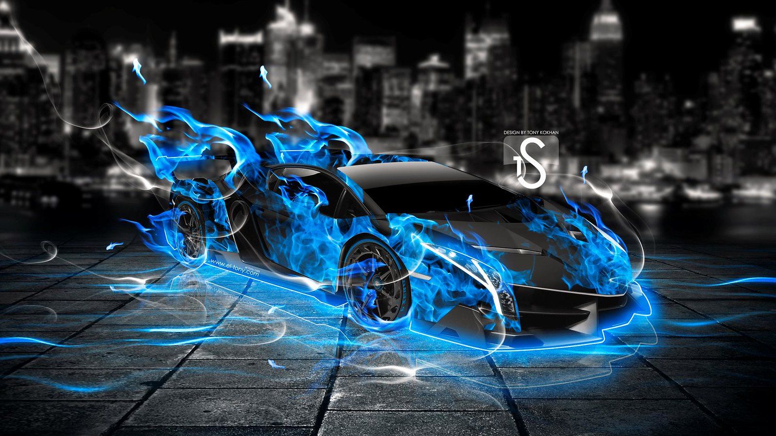 Blue flame Lamborghini