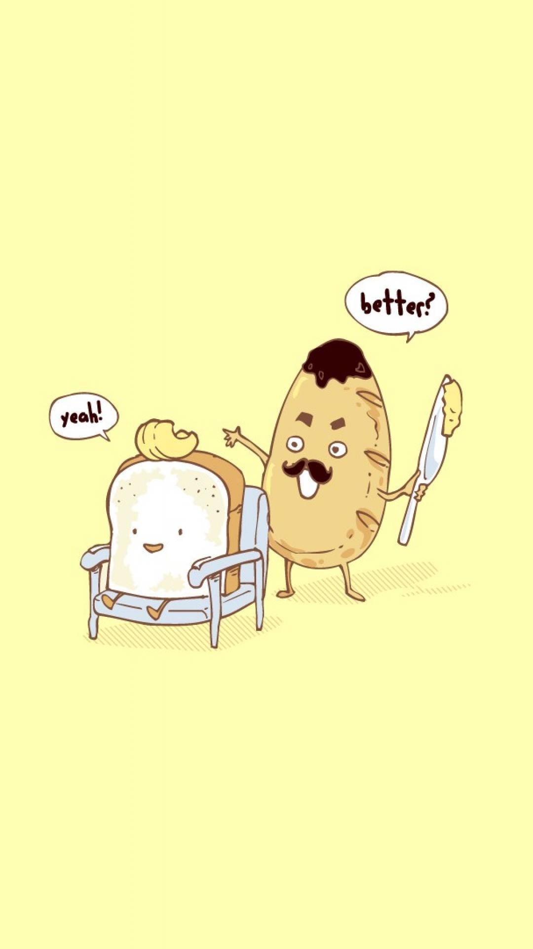 Potato with Bread Animation. Funny doodles, Funny illustration, Funny iphone wallpaper