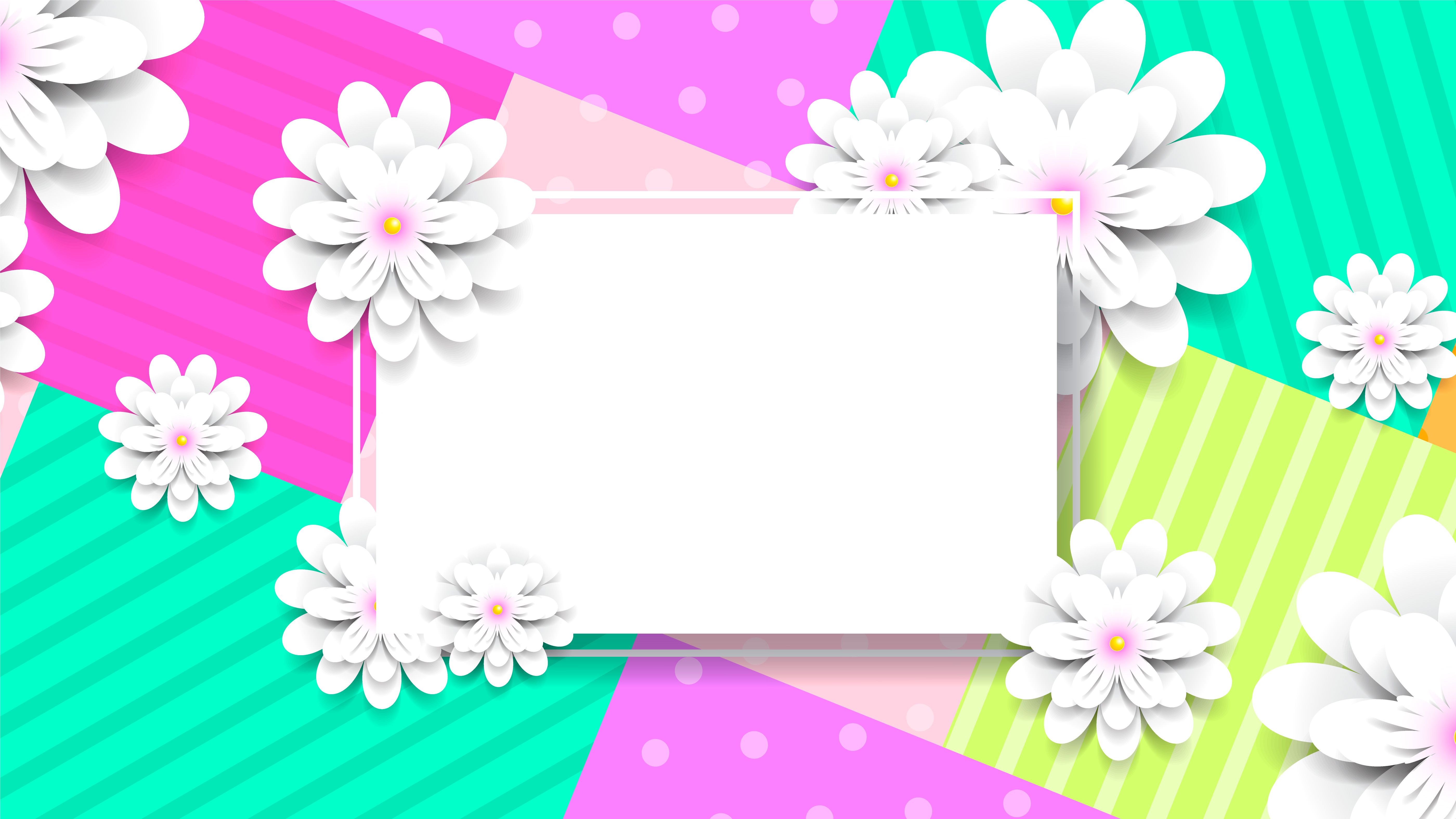 Colorful Paper Flowers Wallpaper With Text Box Vector Wallpaper Vector Free, Download Wallpaper