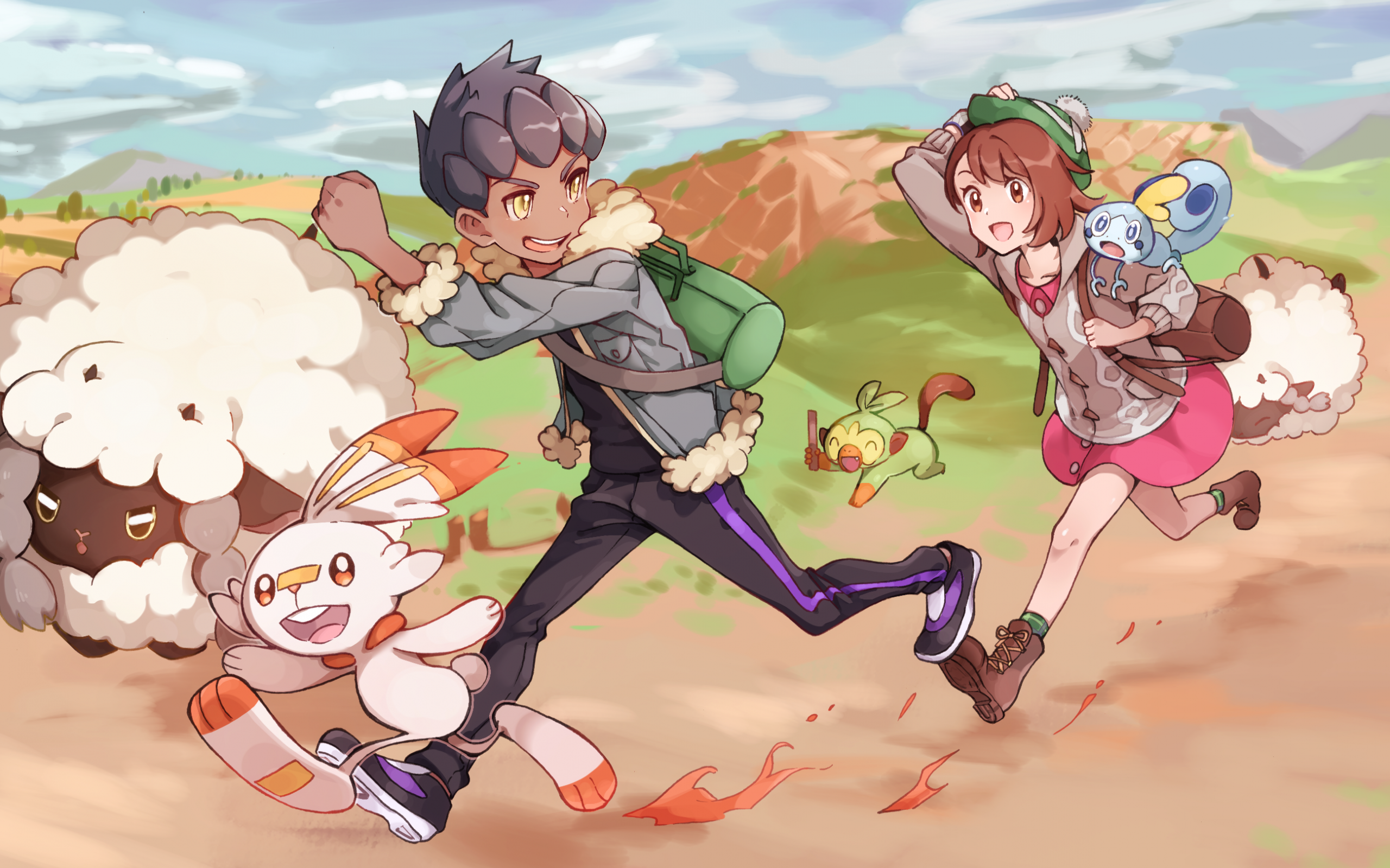 Download 2560x1600 Hop, Grookey, Pokemon Sword & Shield, Scorbunny, Woo...