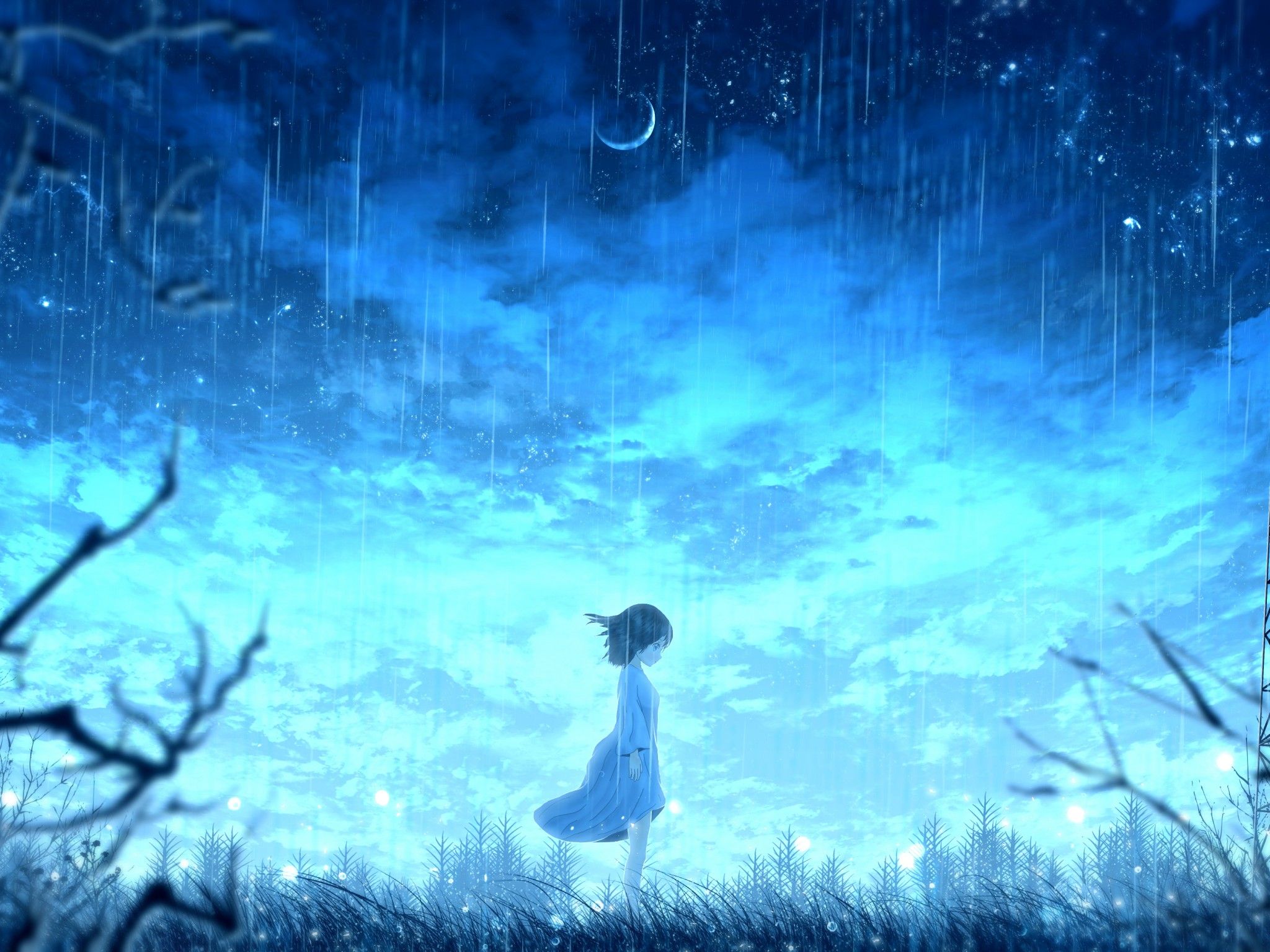 Wallpaper Anime girl, Night, Lonely, 4K, Anime,. Wallpaper for iPhone, Android, Mobile and Desktop