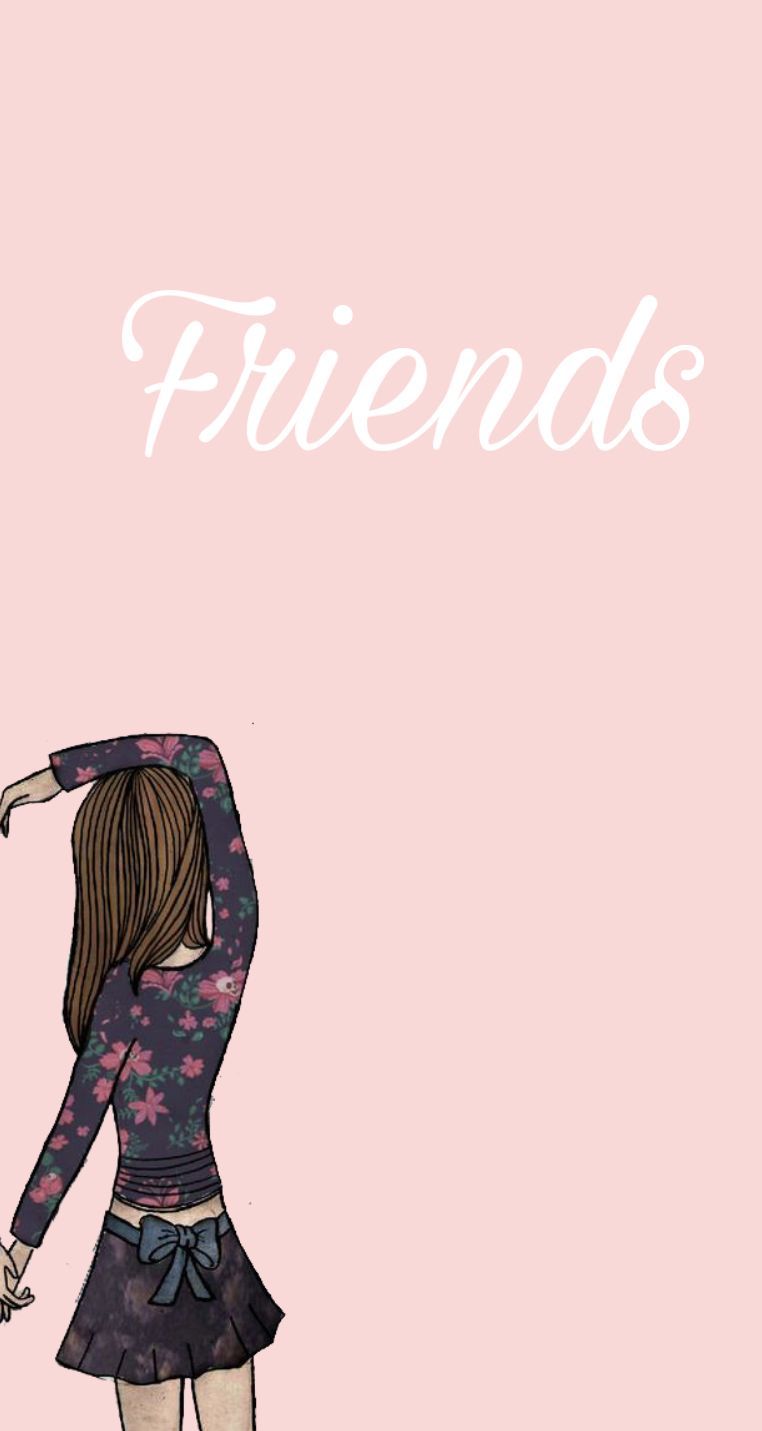 Other half of the best friends cute pink wallpaper for iPhone. Friends wallpaper, Best friends cartoon, Best friend wallpaper