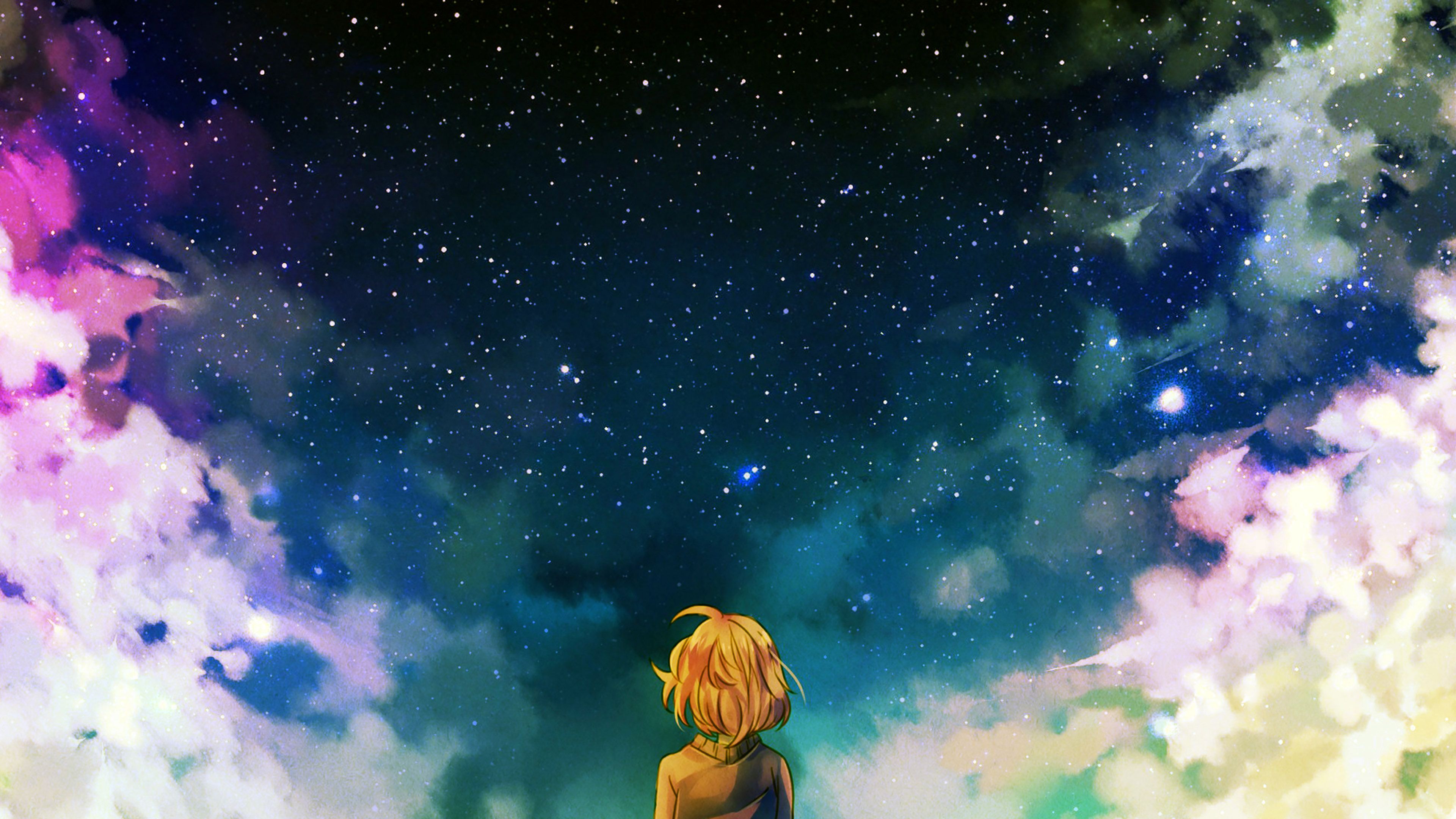 Starry Night Illust Anime Girl